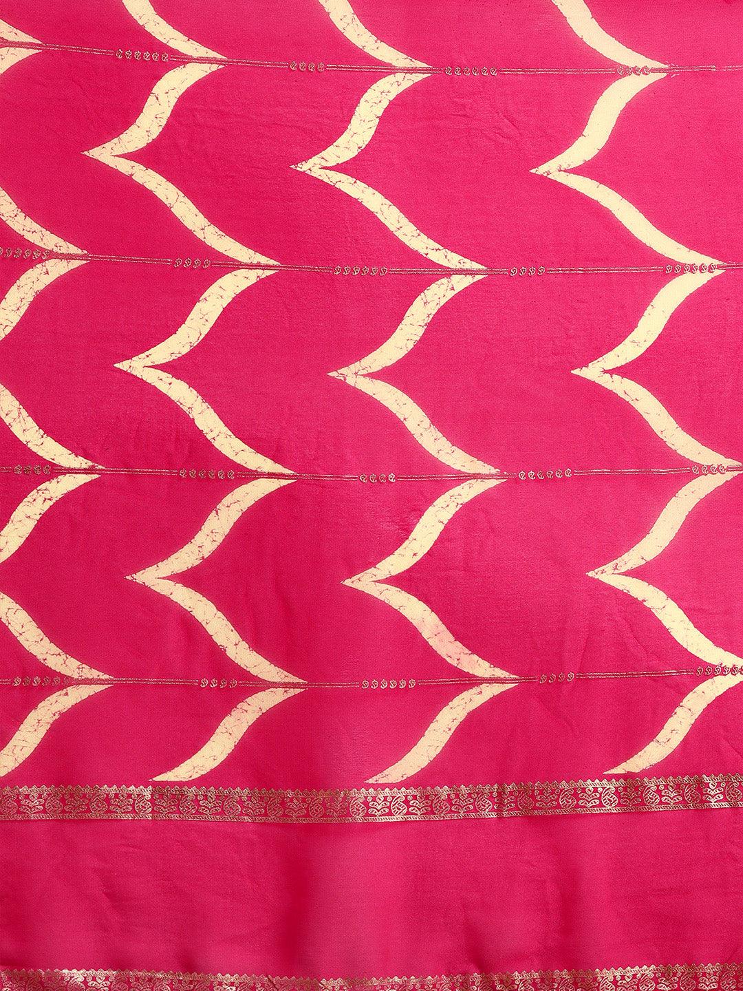 Pink Printed Chiffon Saree