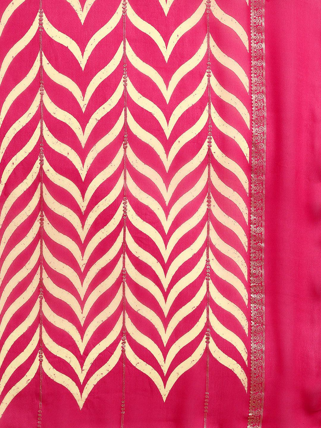 Pink Printed Chiffon Saree - ShopLibas