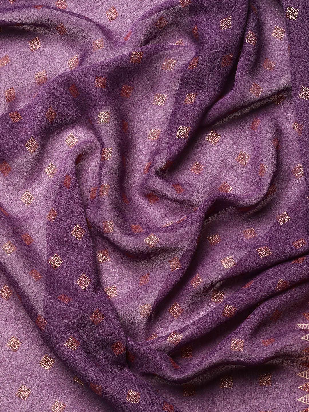 Purple Printed Georgette Saree