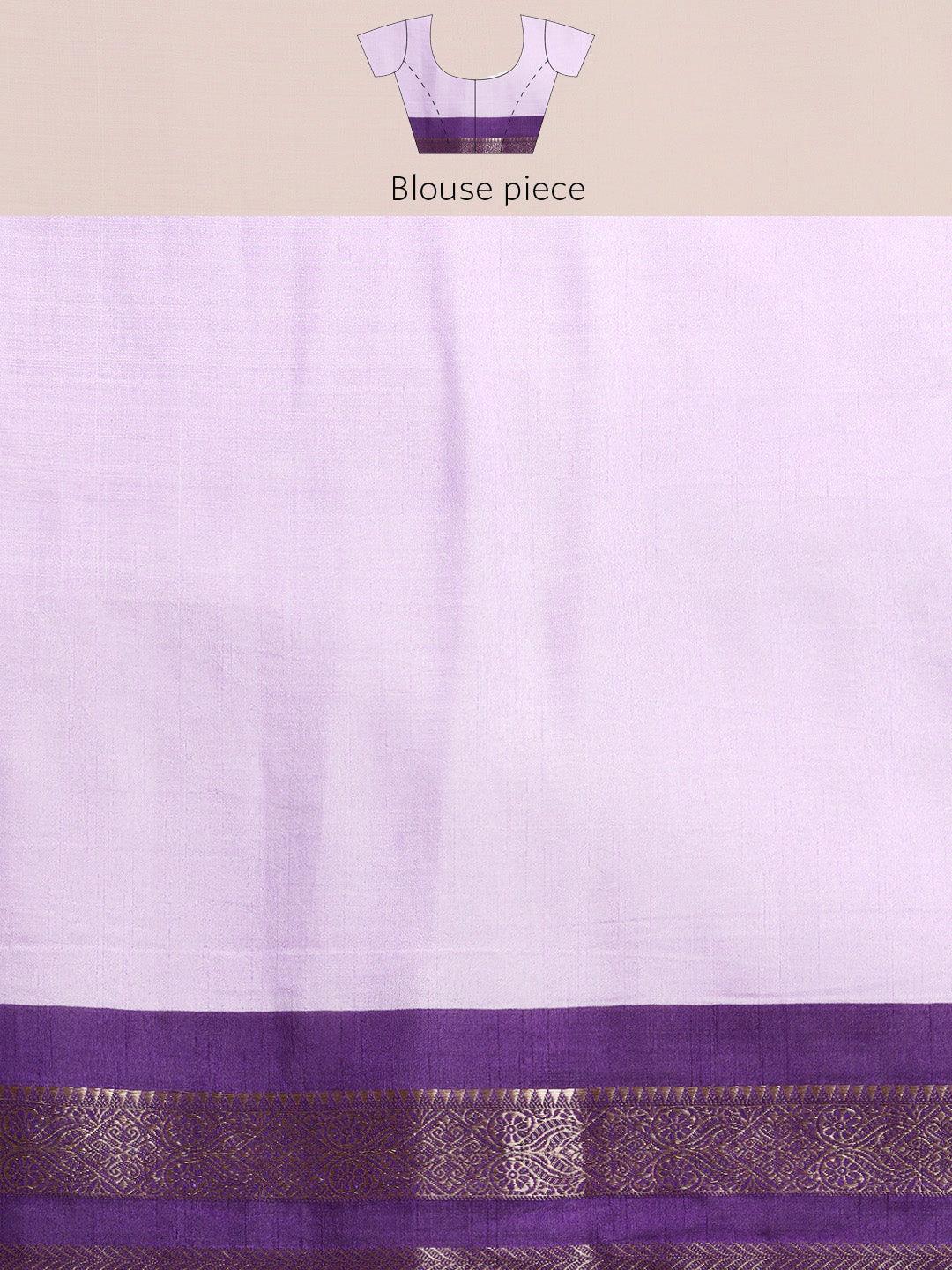 Lavender Printed Silk Blend Saree - ShopLibas