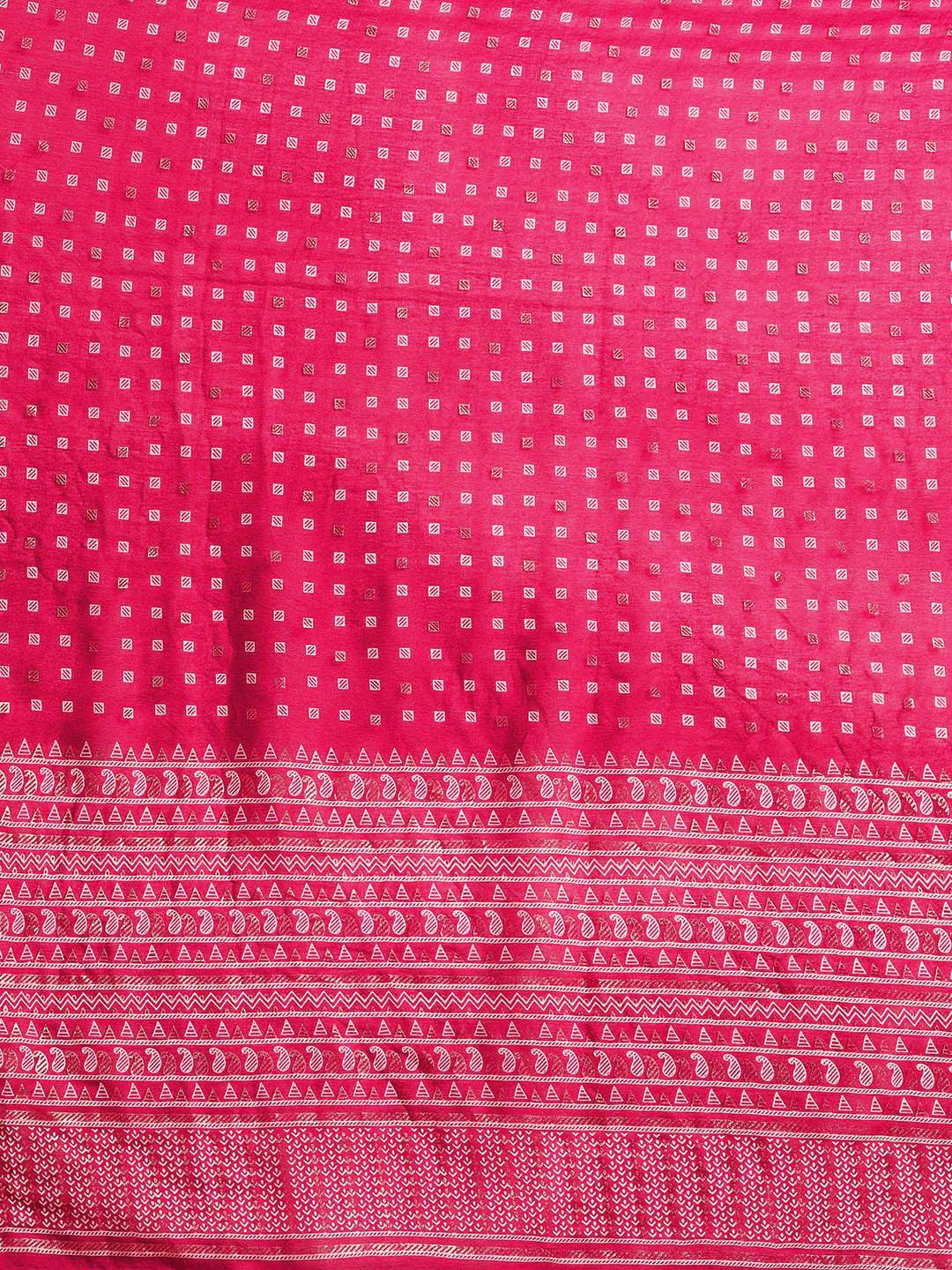 Pink Printed Georgette Saree