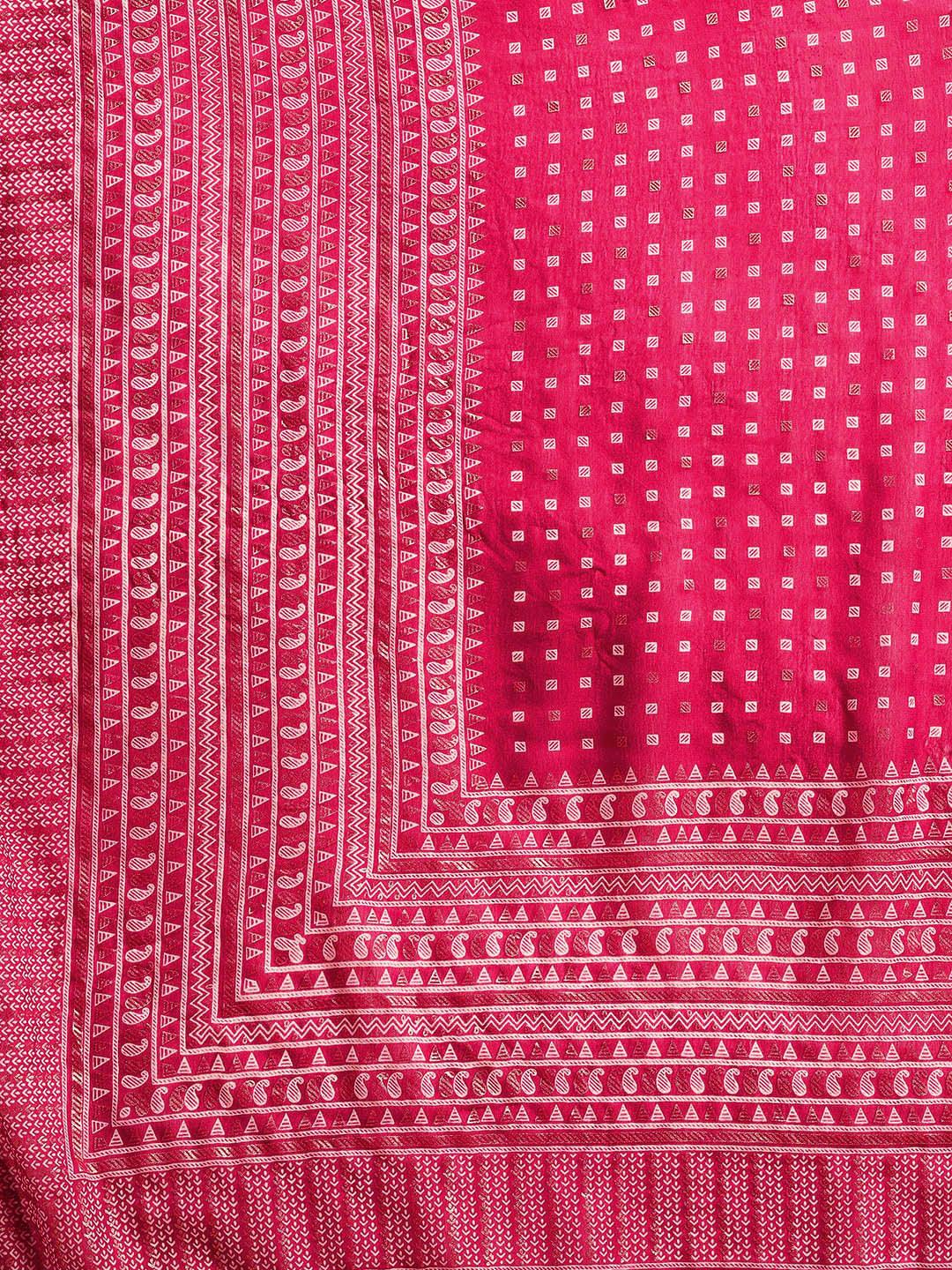 Pink Printed Georgette Saree - ShopLibas