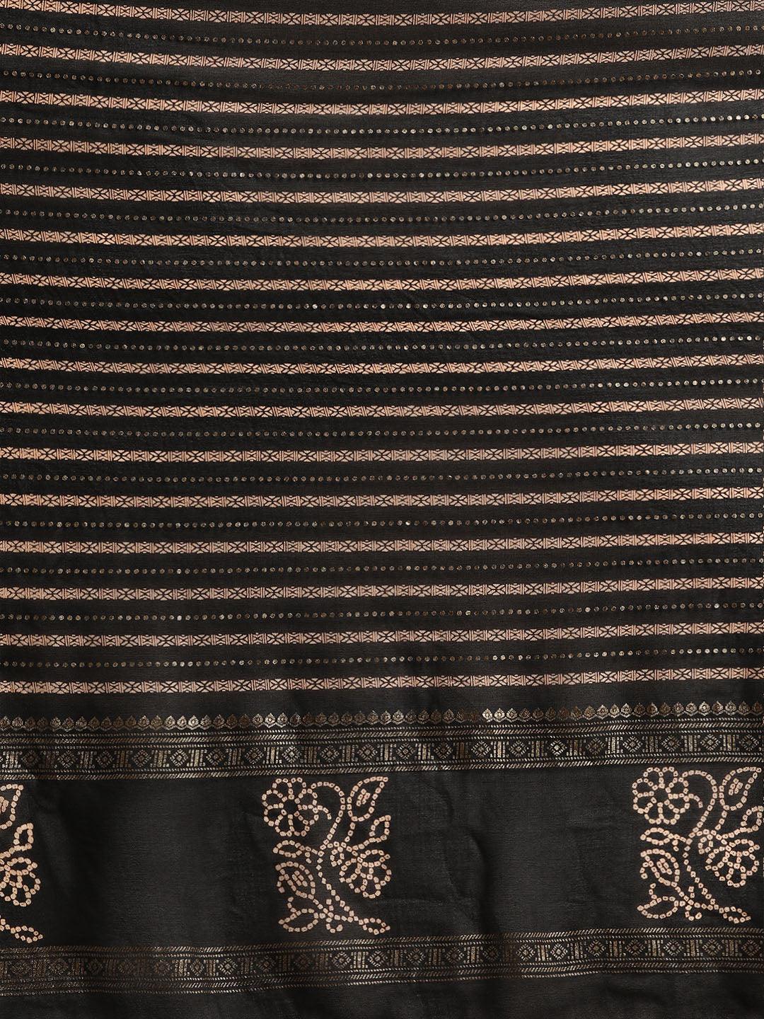 Black Printed Georgette Saree