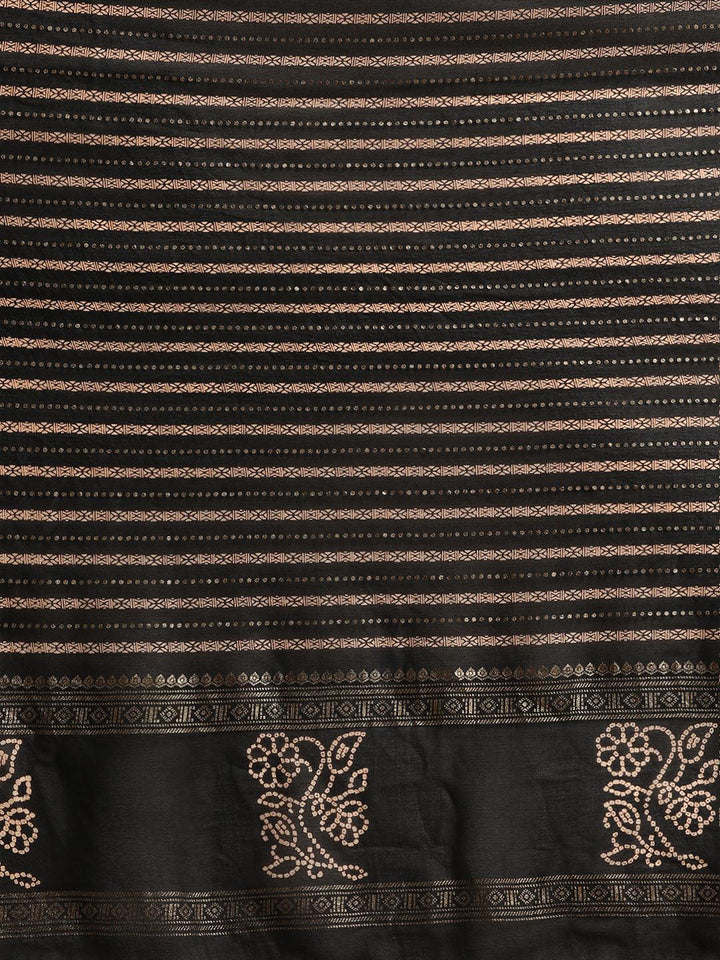 Black Printed Georgette Saree - ShopLibas