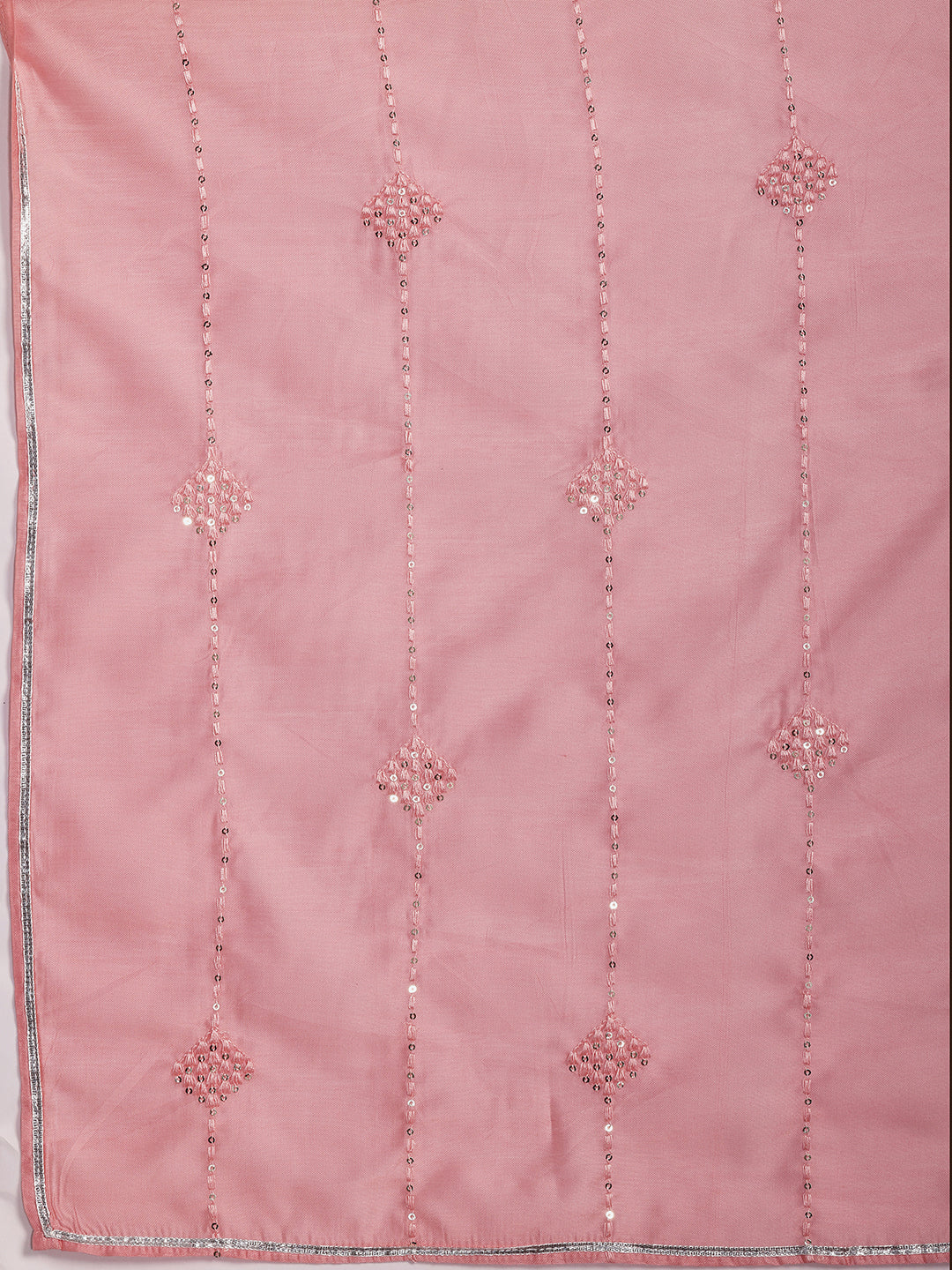 Plus Size Pink Yoke Design Silk Blend Straight Suit With Dupatta