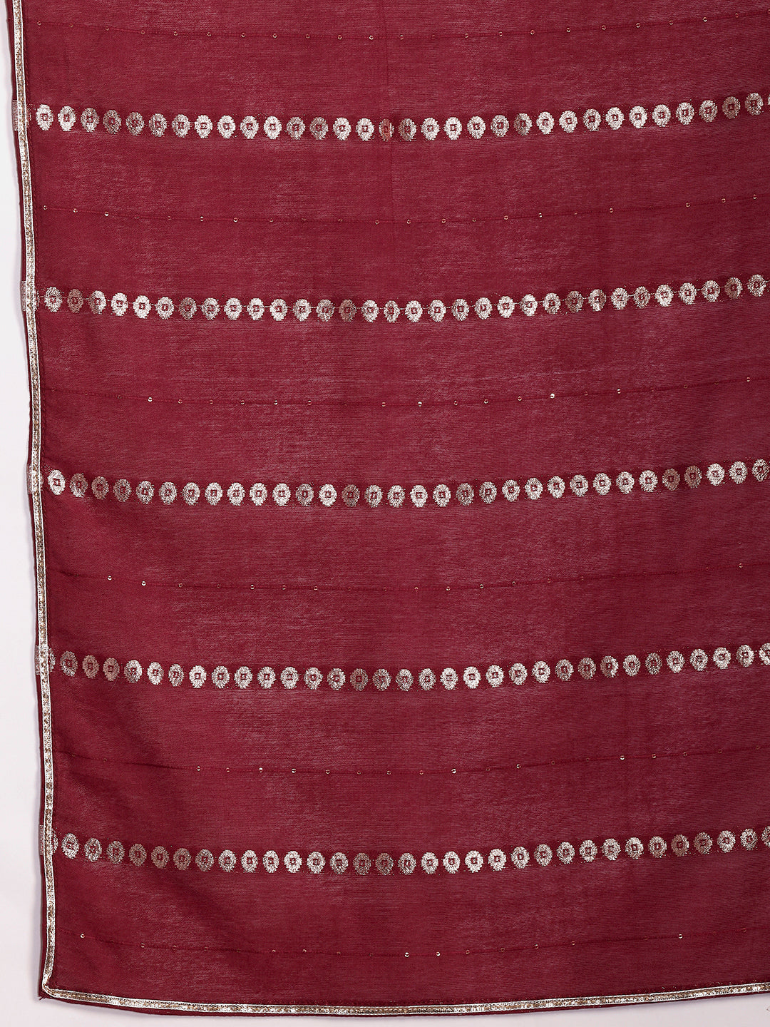 Plus Size Burgundy Yoke Design Silk Blend Straight Suit With Dupatta