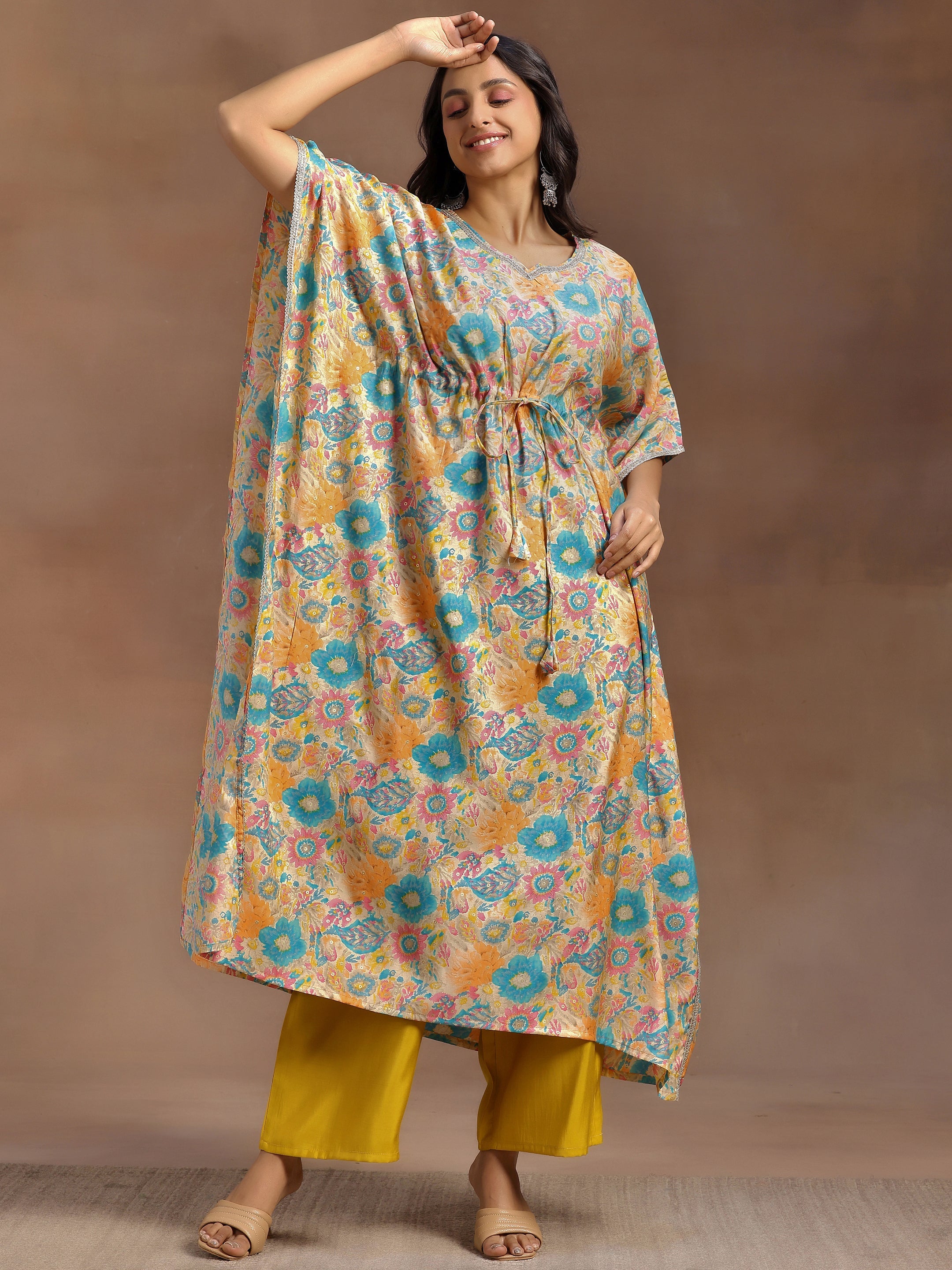 Multicoloured Printed Silk Blend Co-Ords