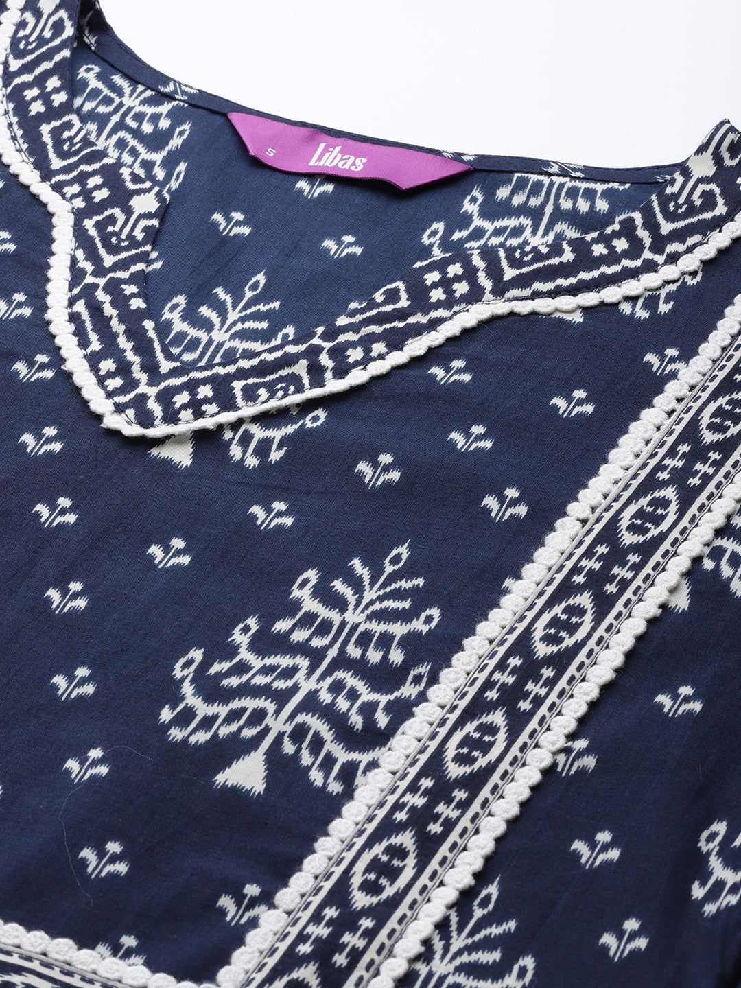 Blue Printed Cotton Kurta