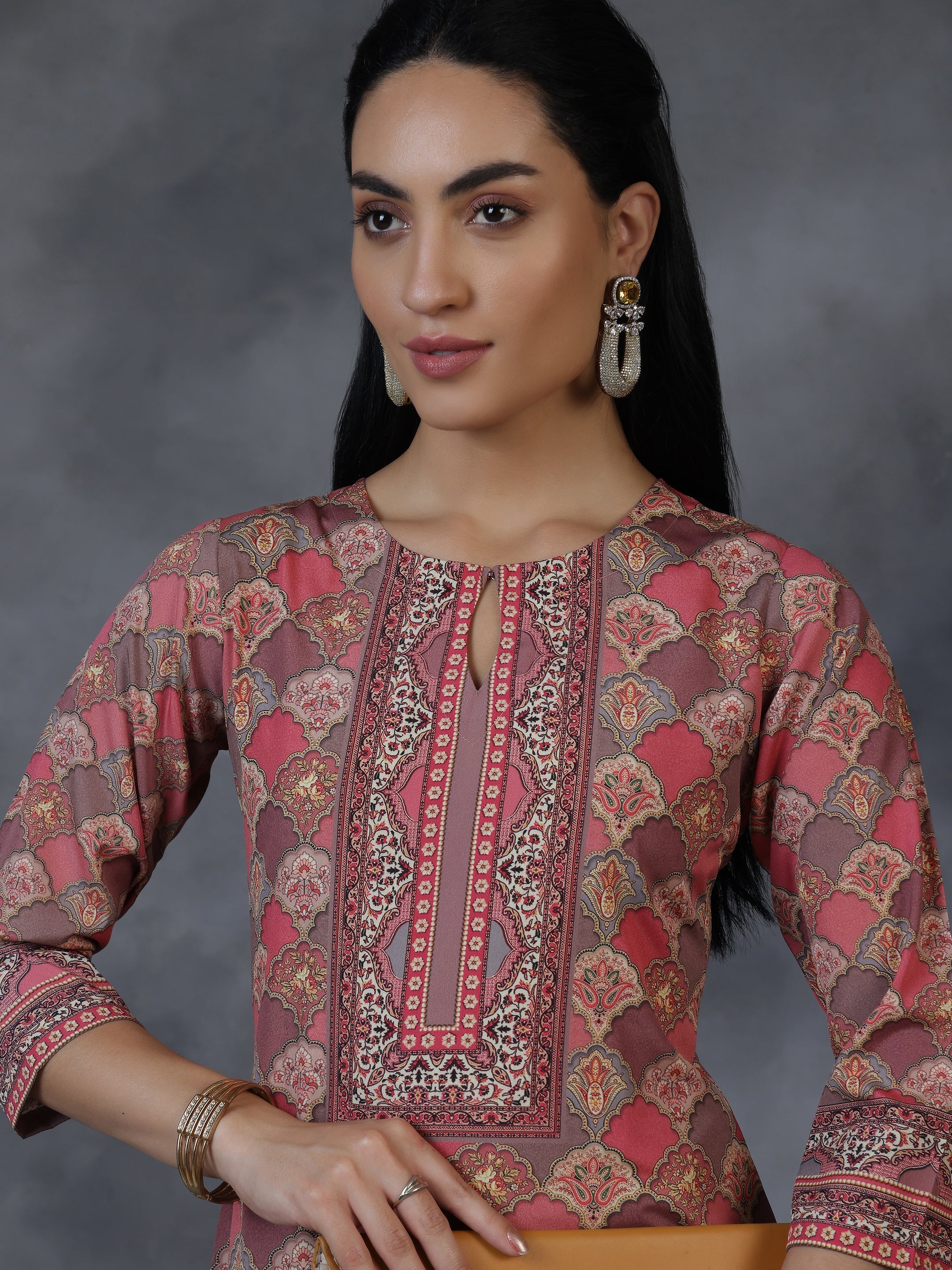 Multi Printed Crepe Straight Kurta