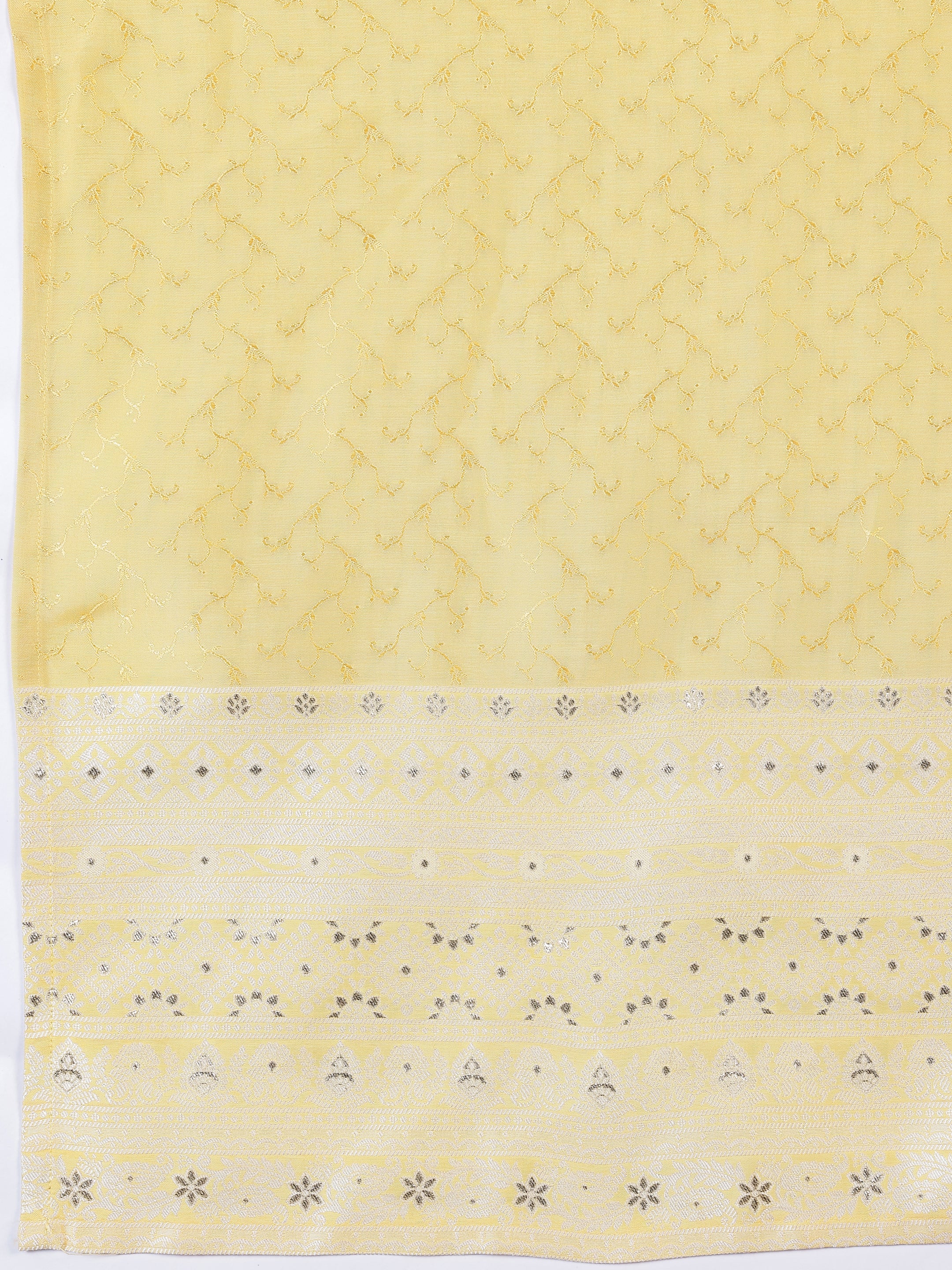 Yellow Woven Design Silk Blend Straight Suit With Dupatta