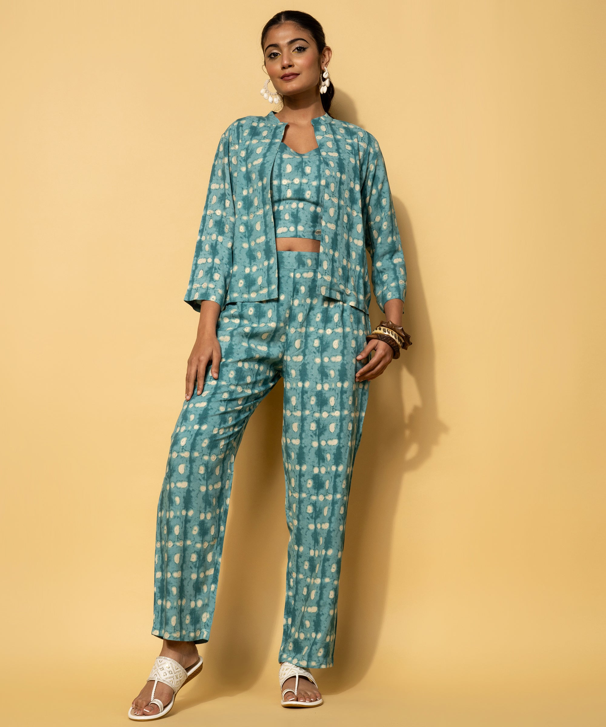 Teal Printed Rayon Co-Ords