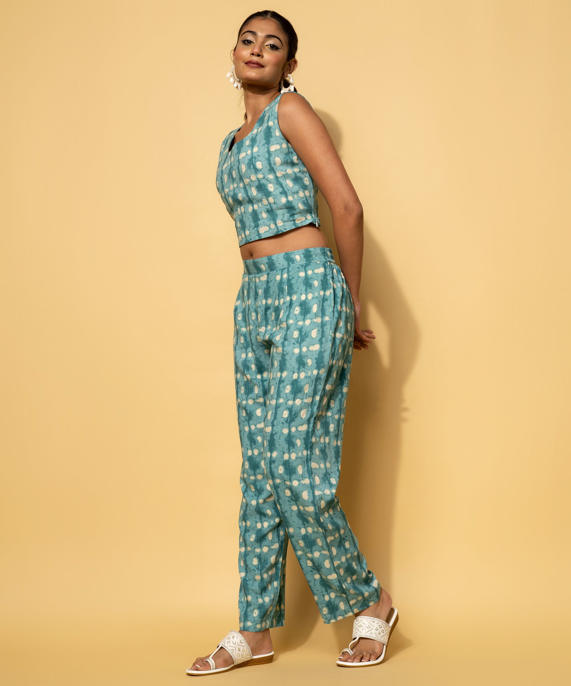 Teal Printed Rayon Co-Ords