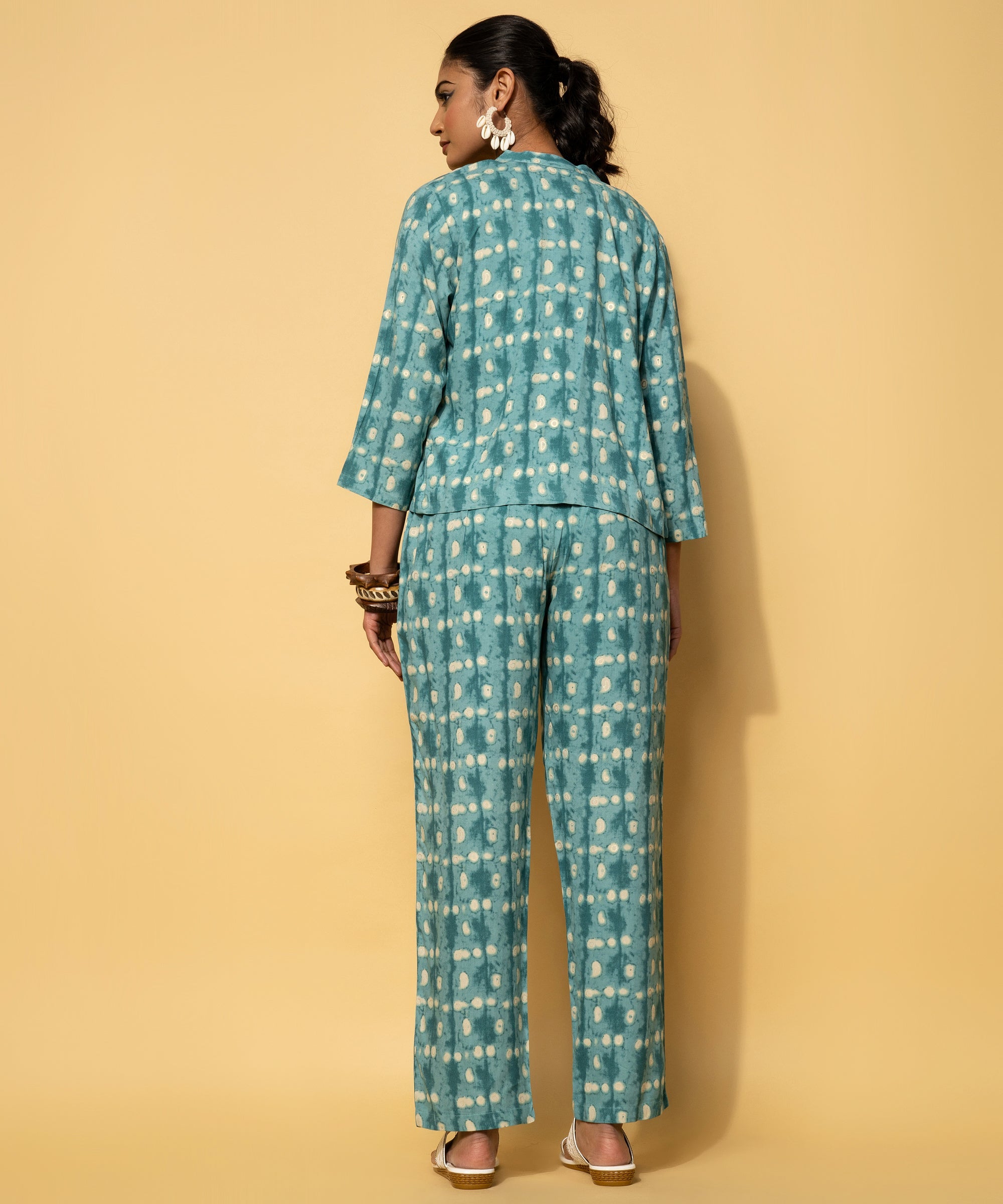 Teal Printed Rayon Co-Ords