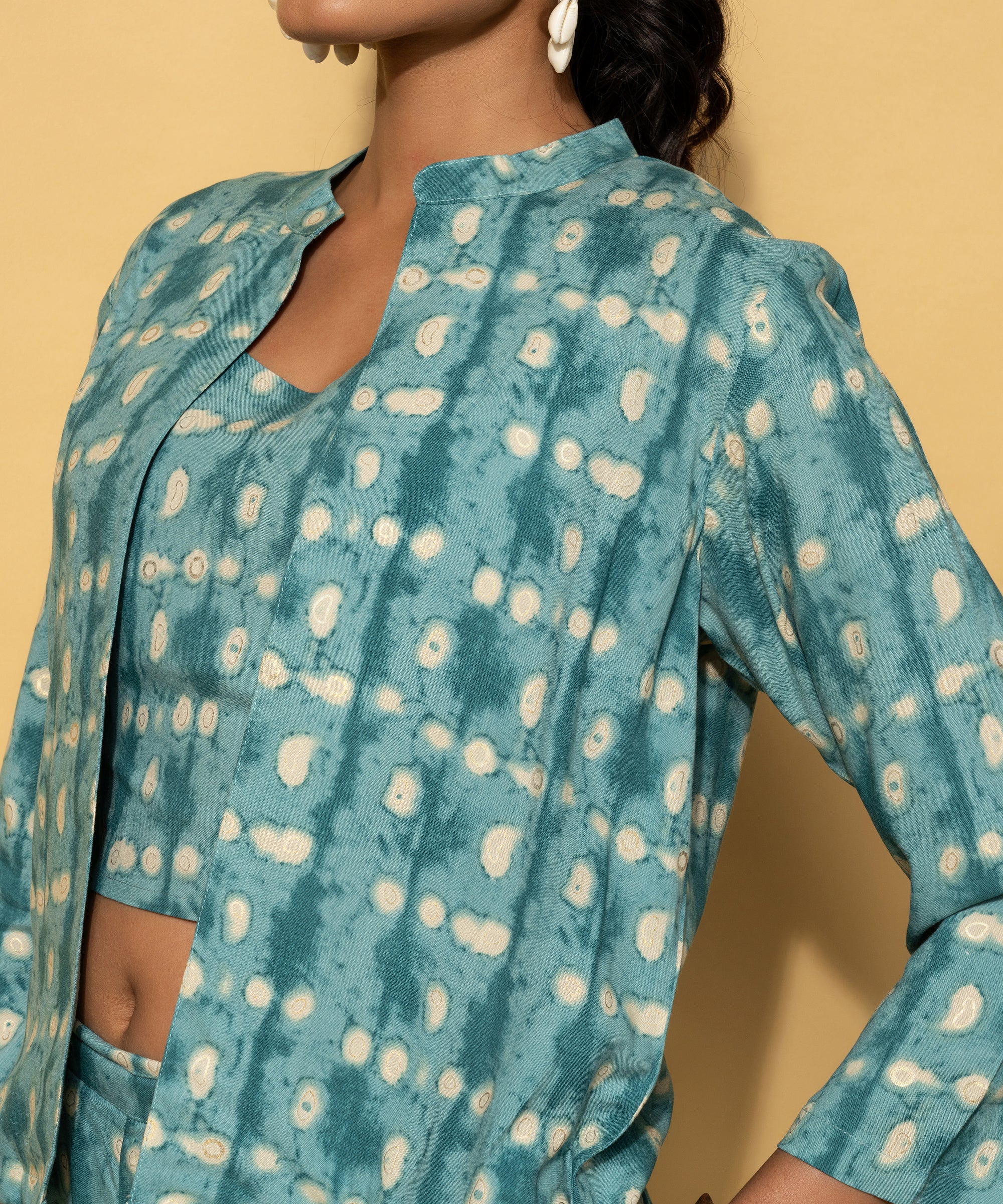 Teal Printed Rayon Co-Ords