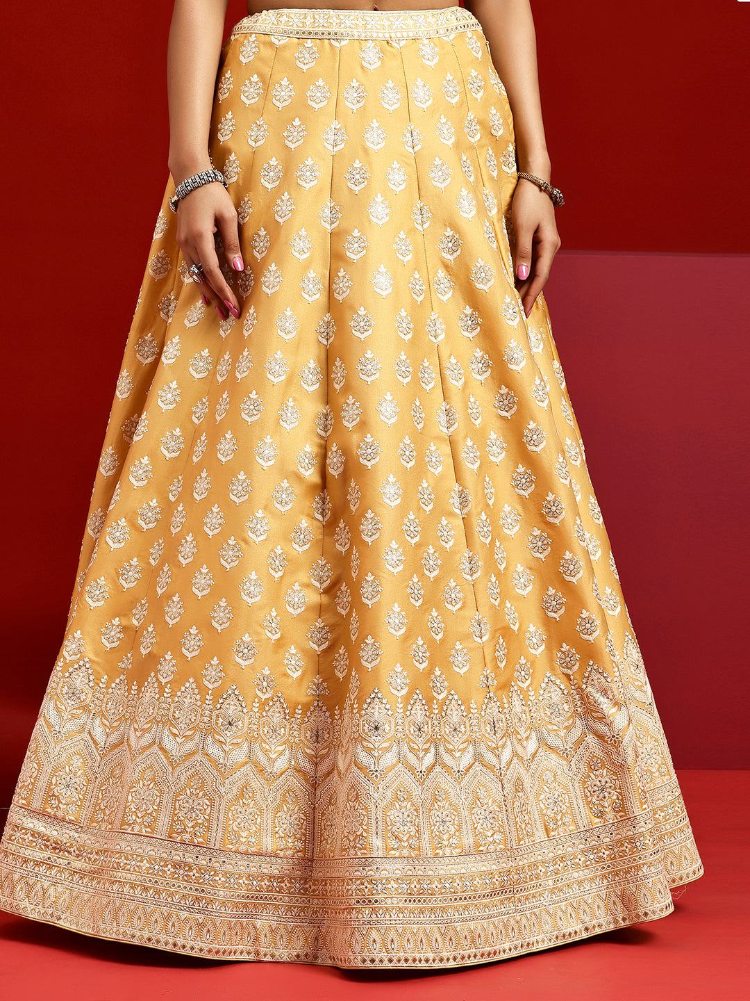 Libas Art Yellow Embroidered Silk Blend Lehenga Set