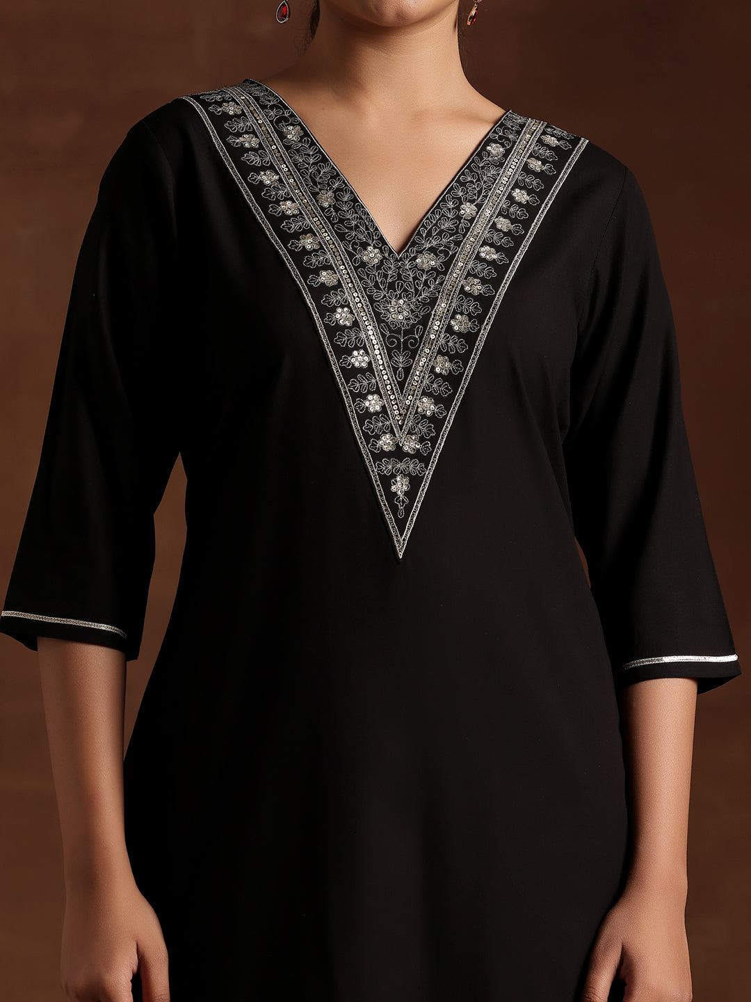 Black Yoke Design Rayon A-Line Kurta