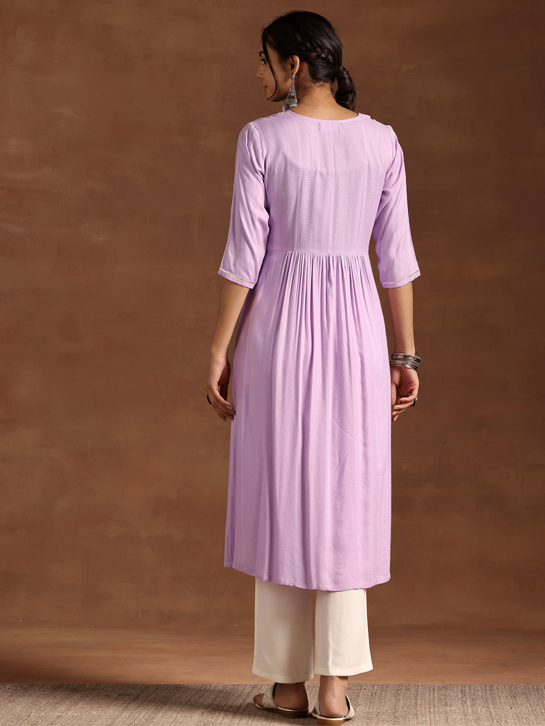 Lavender Yoke Design Rayon Anarkali Kurta