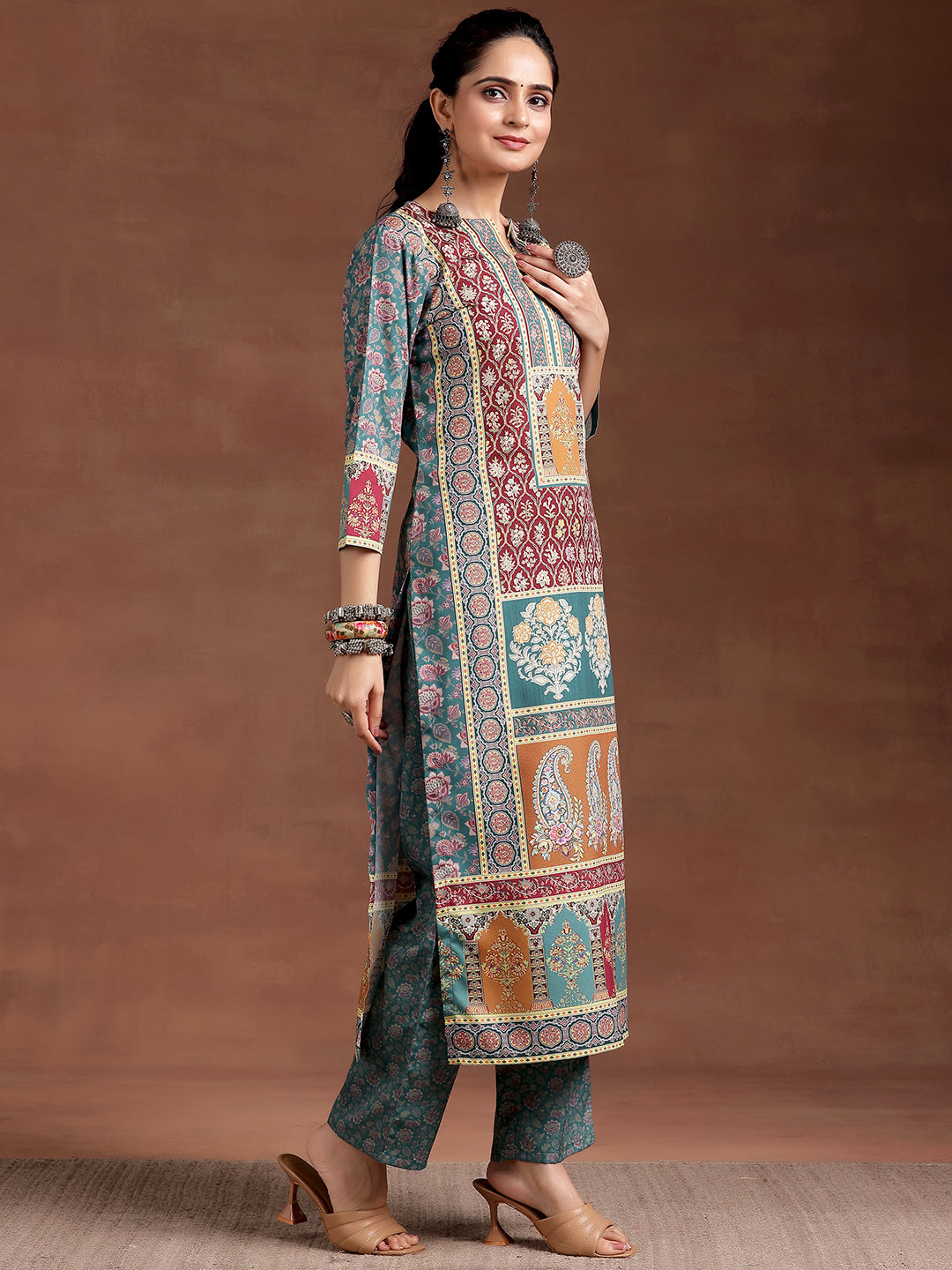 Multi Printed Crepe Straight Kurta