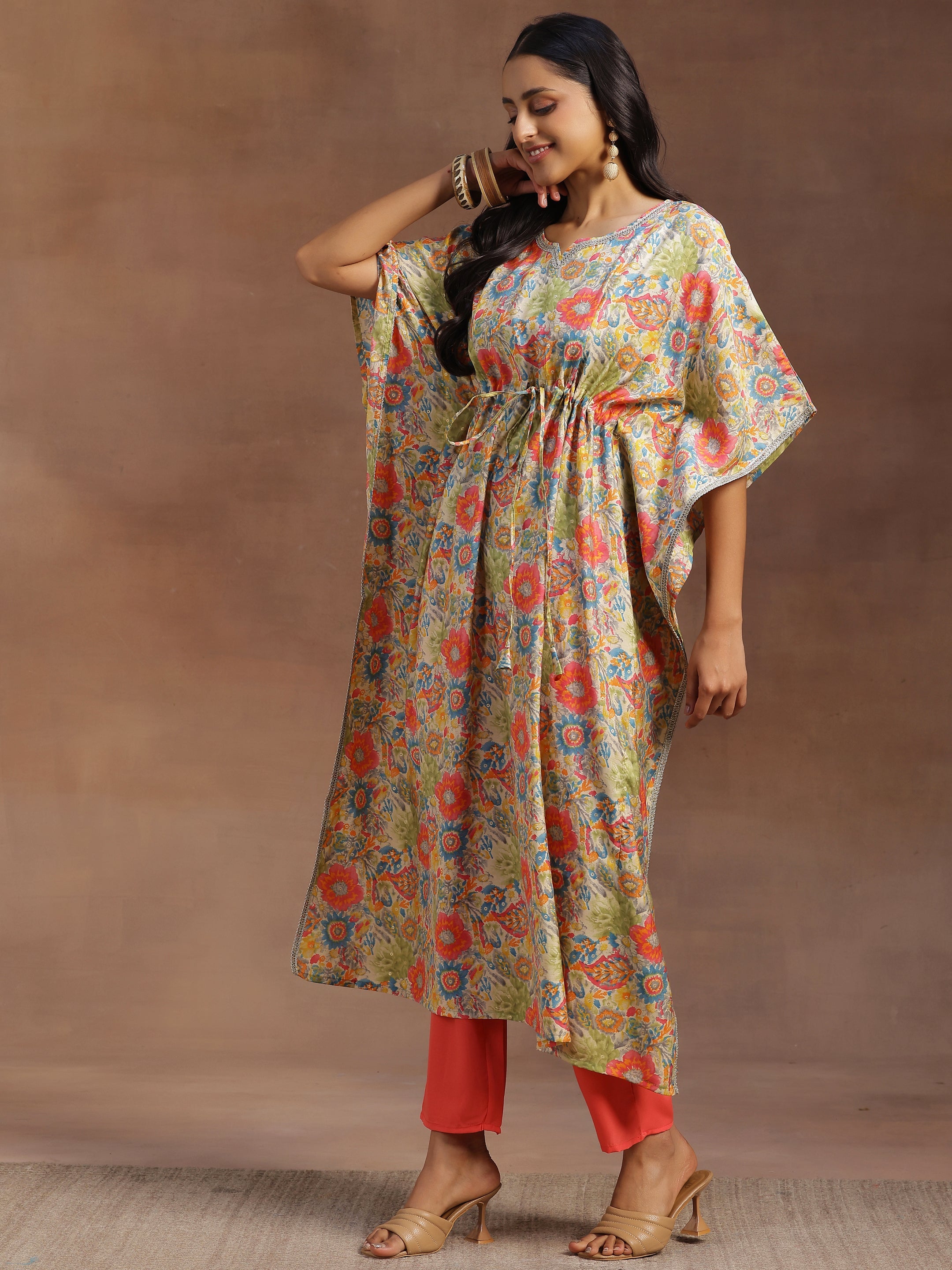 Multicoloured Printed Silk Blend Co-Ords