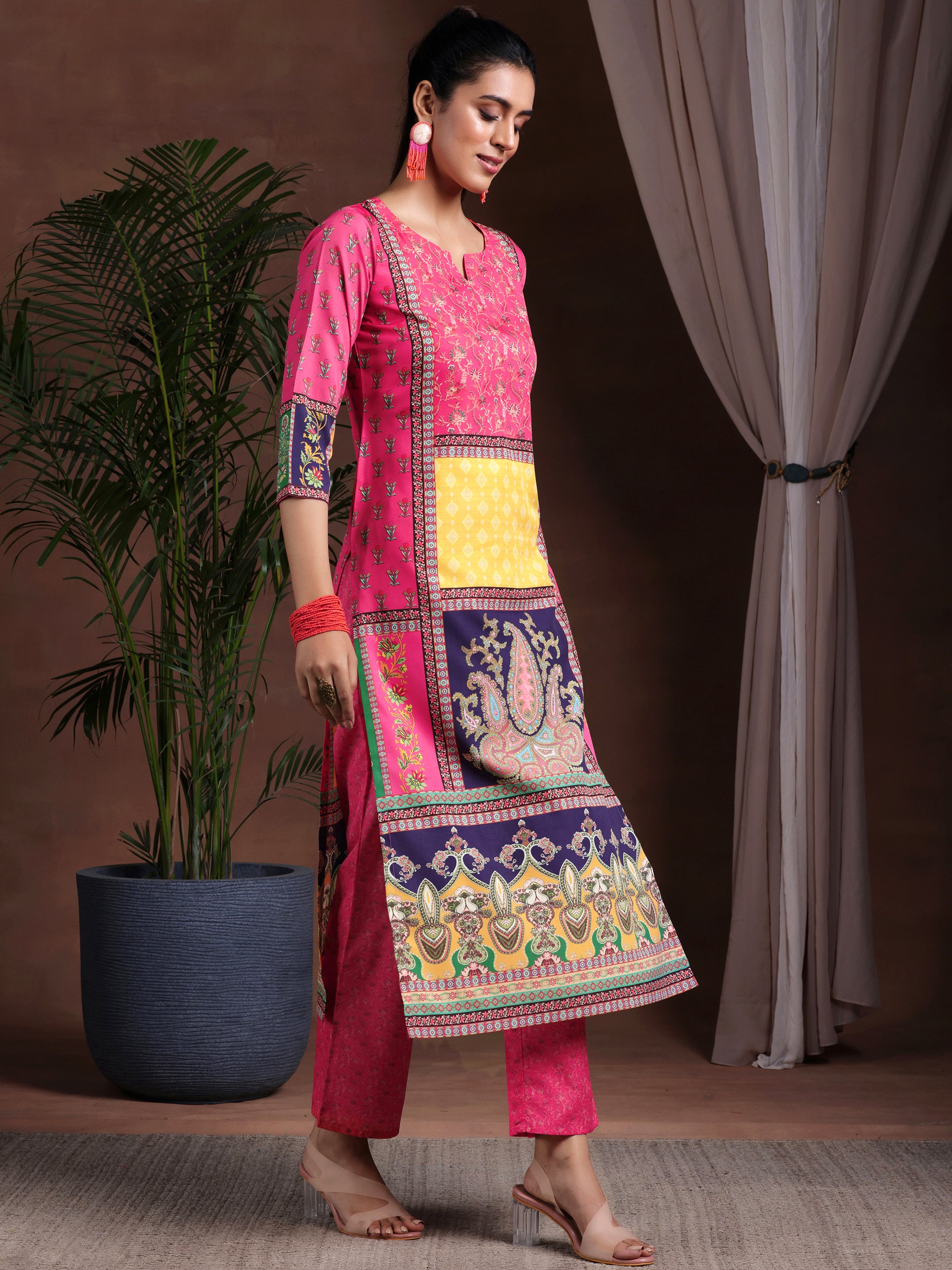 Multi Printed Poly Crepe Straight Suit With Dupatta