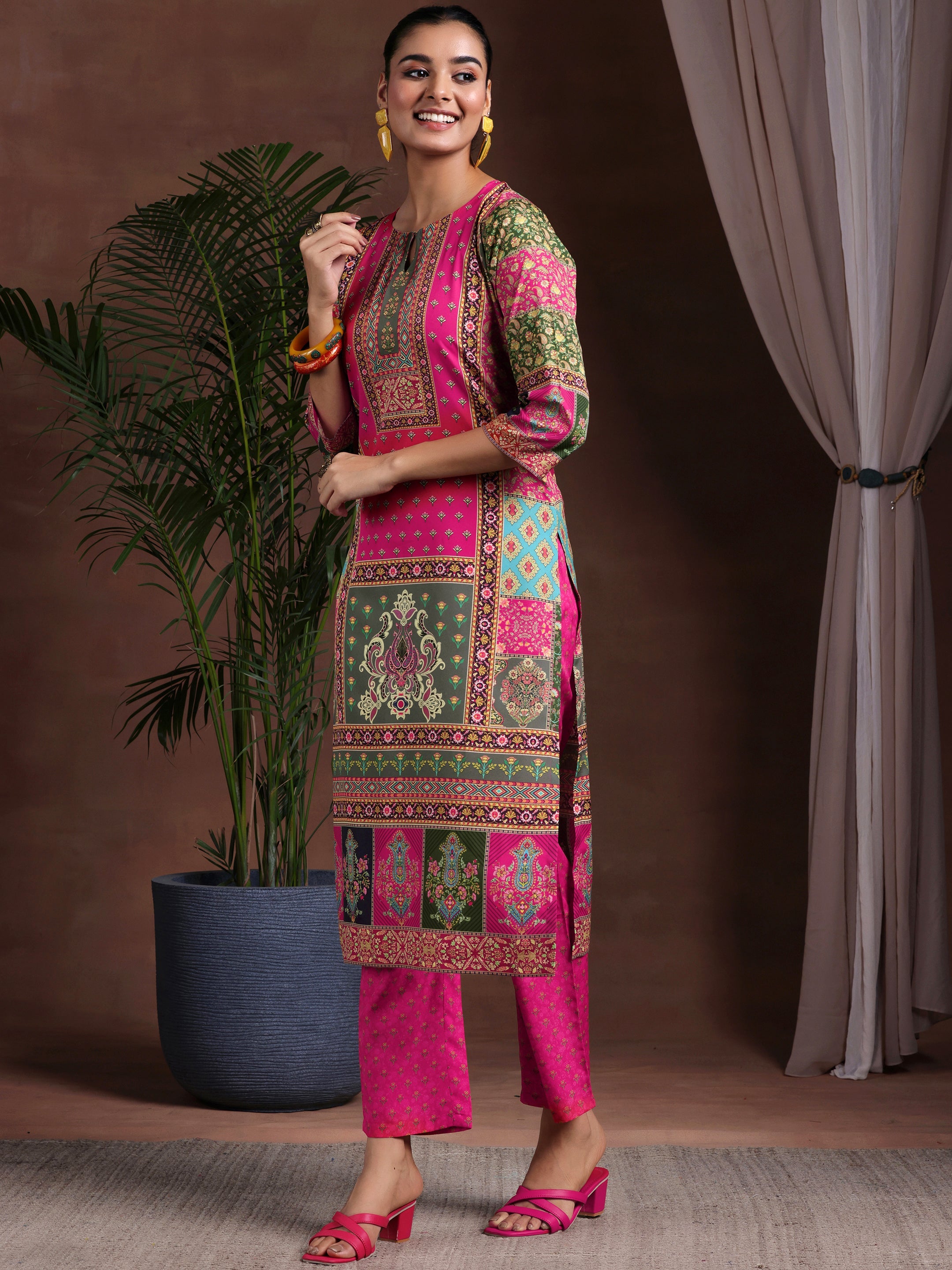 Multi Printed Poly Crepe Straight Suit With Dupatta