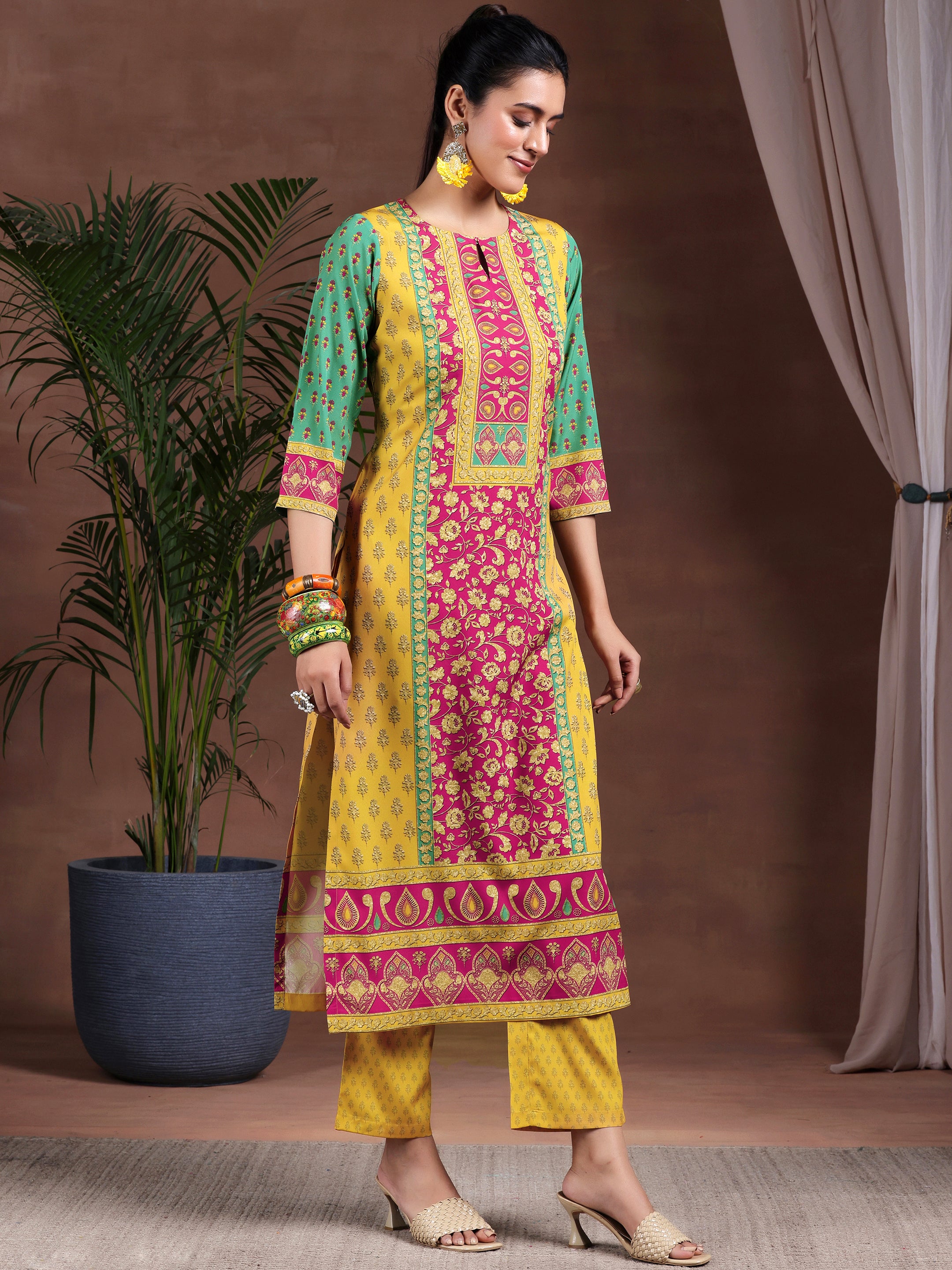 Multi Printed Poly Crepe Straight Suit With Dupatta