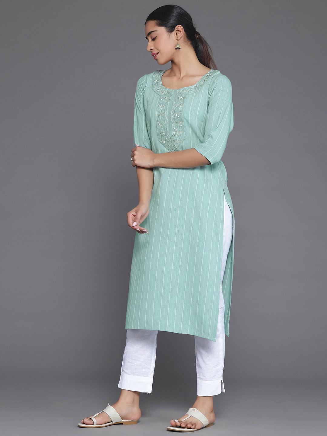 Green Yoke Design Rayon Straight Kurta