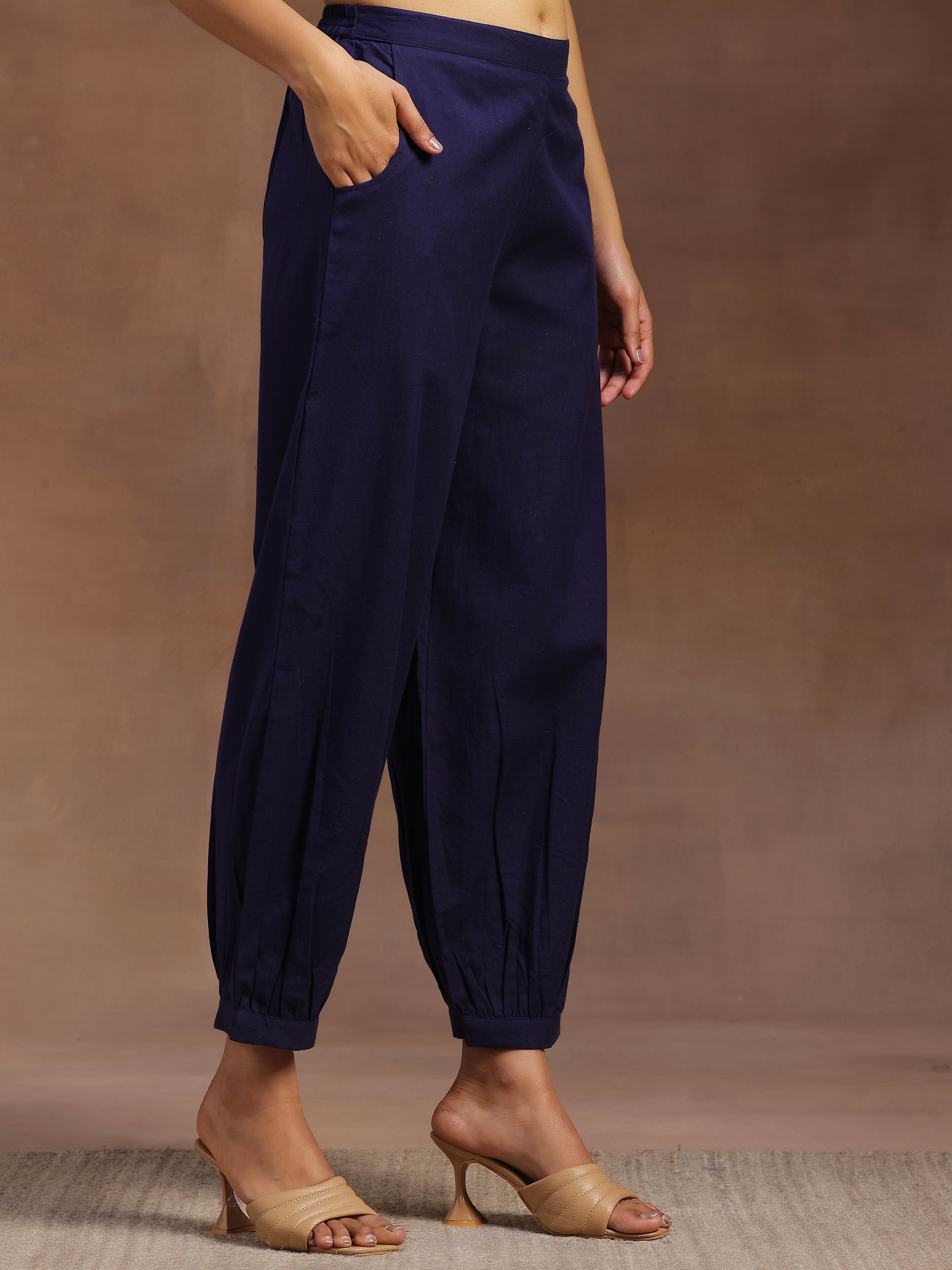 Navy Blue Solid Cotton Salwar