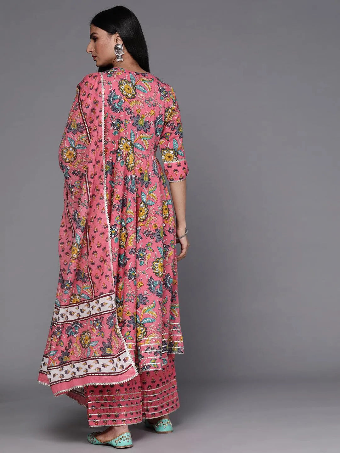 Pink Printed Cotton Suit Set