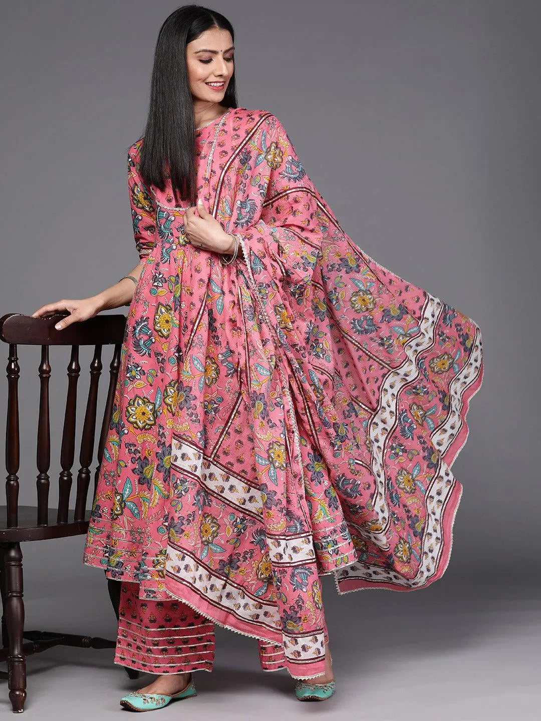 Pink Printed Cotton Suit Set - ShopLibas