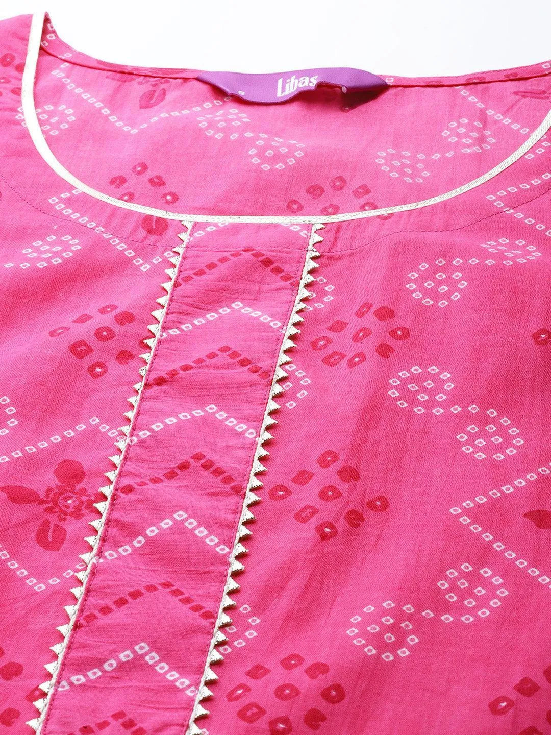 Pink Printed Cotton Suit Set