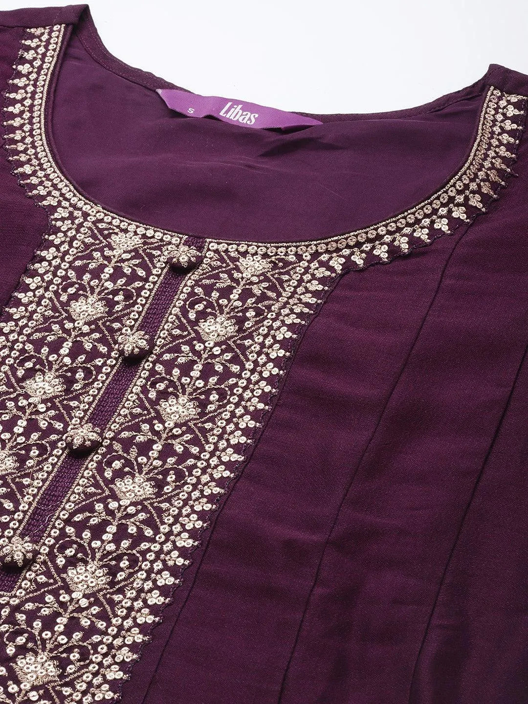 Purple Yoke Design Silk Blend Anarkali Suit With Dupatta