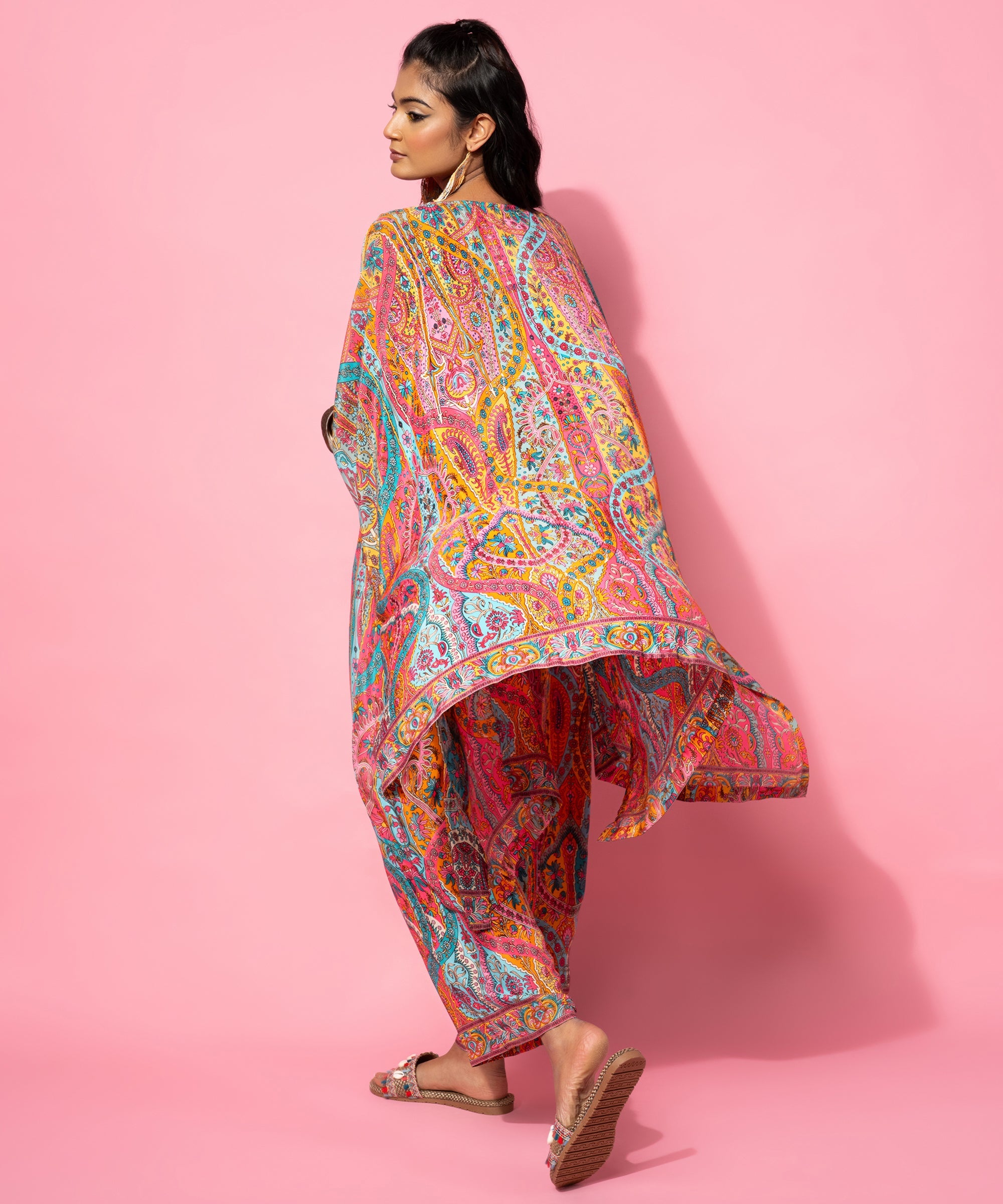 Multicoloured Printed Silk Blend Co-Ords