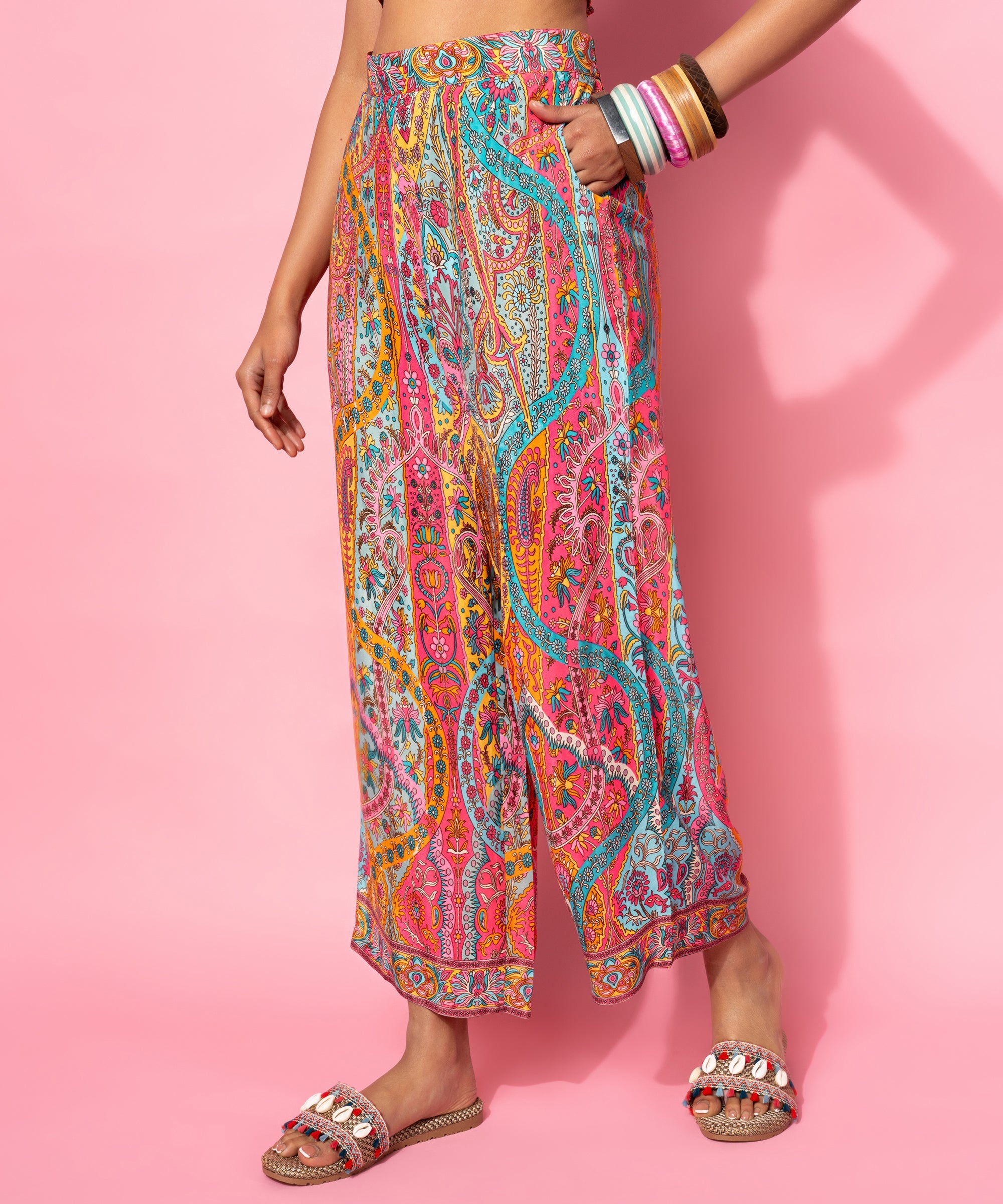 Multicoloured Printed Silk Blend Co-Ords