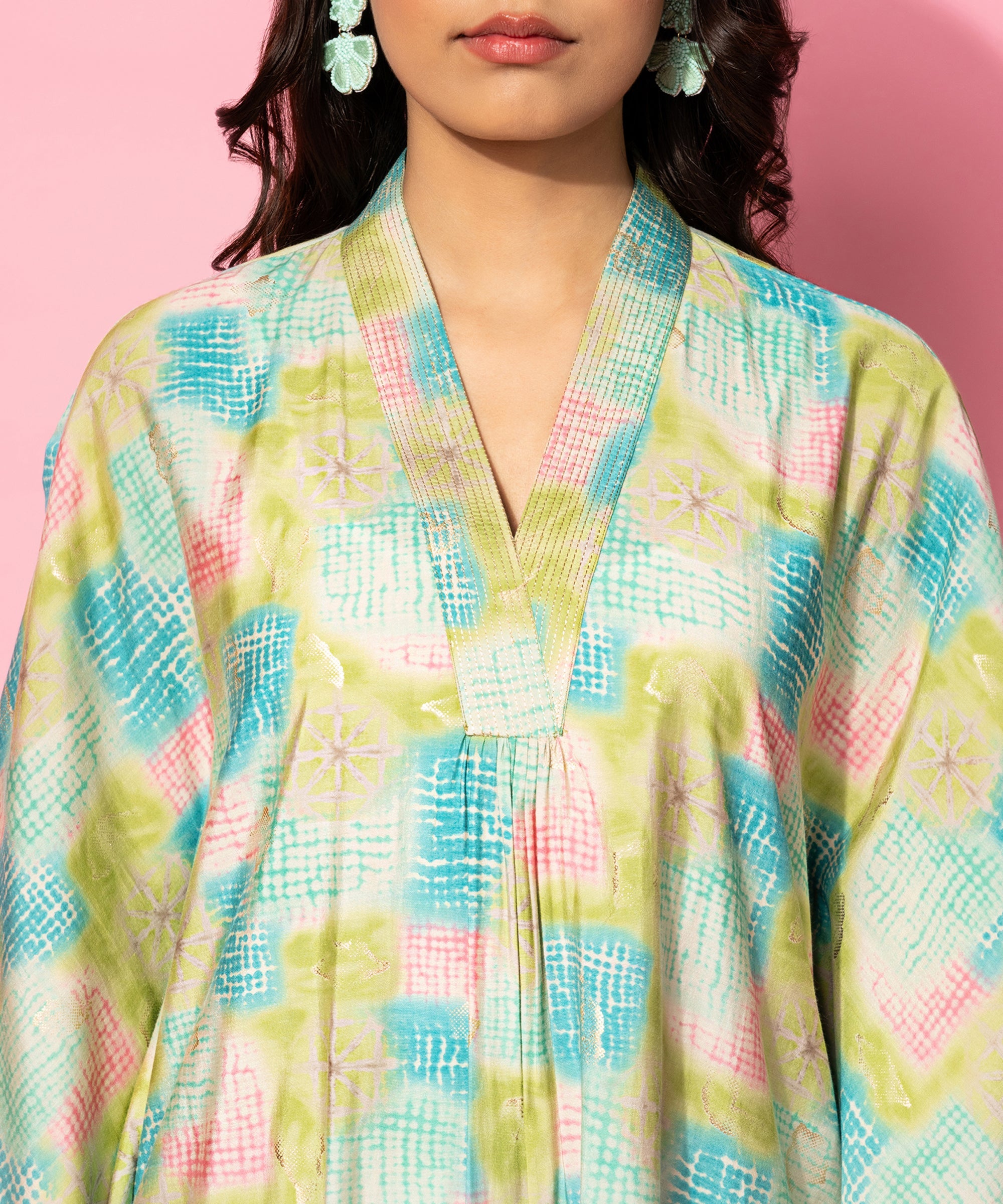 Green Printed Silk Blend Co-Ords