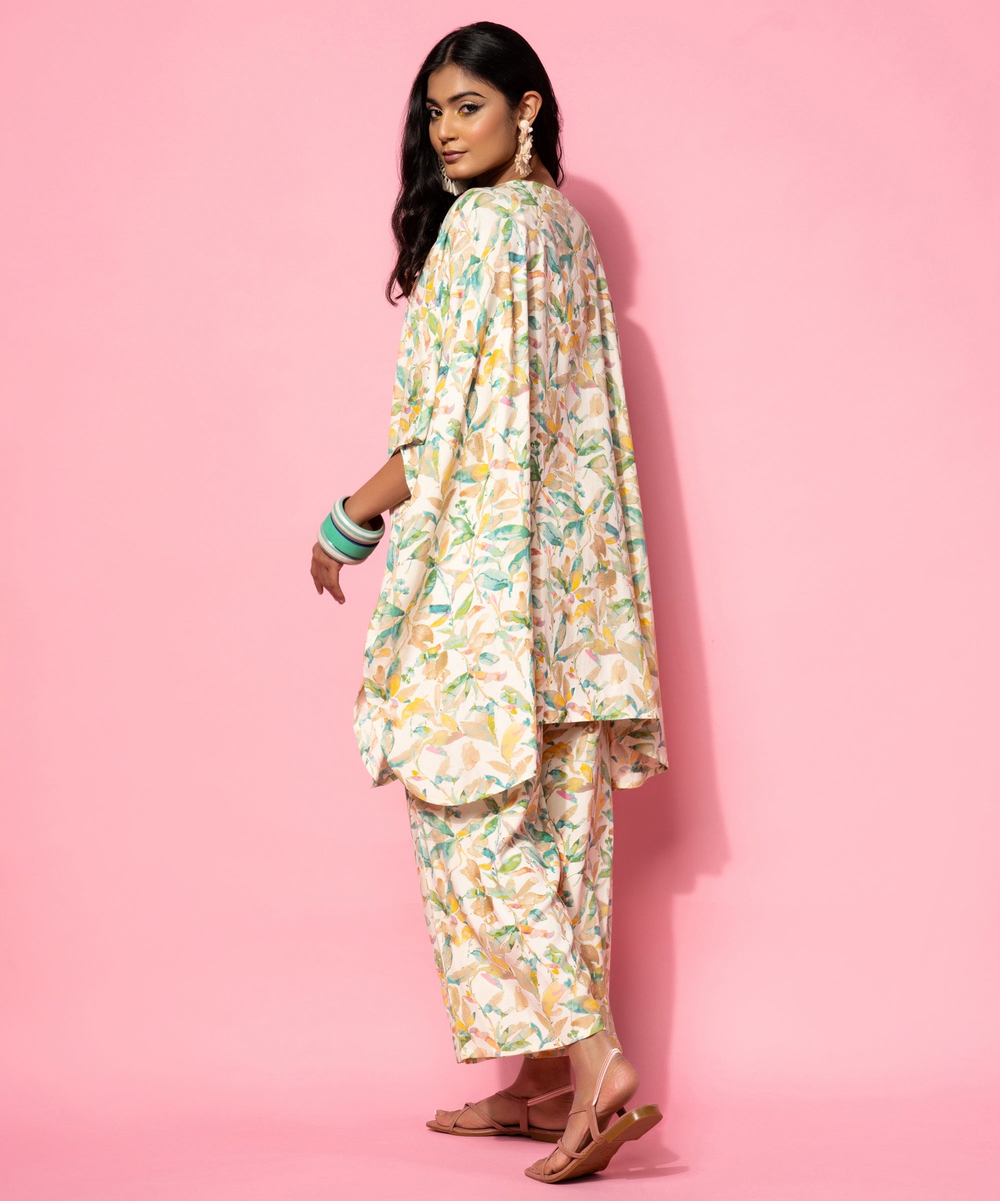 Cream Printed Rayon Co-Ords