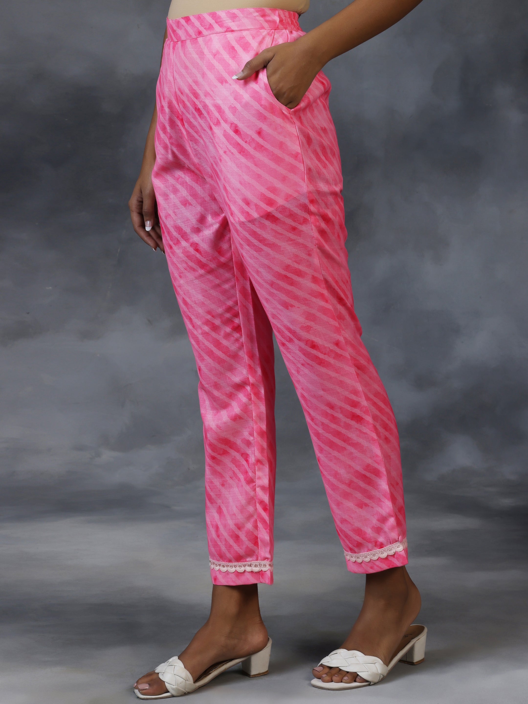 Pink Printed Cotton Straight Suit With Dupatta