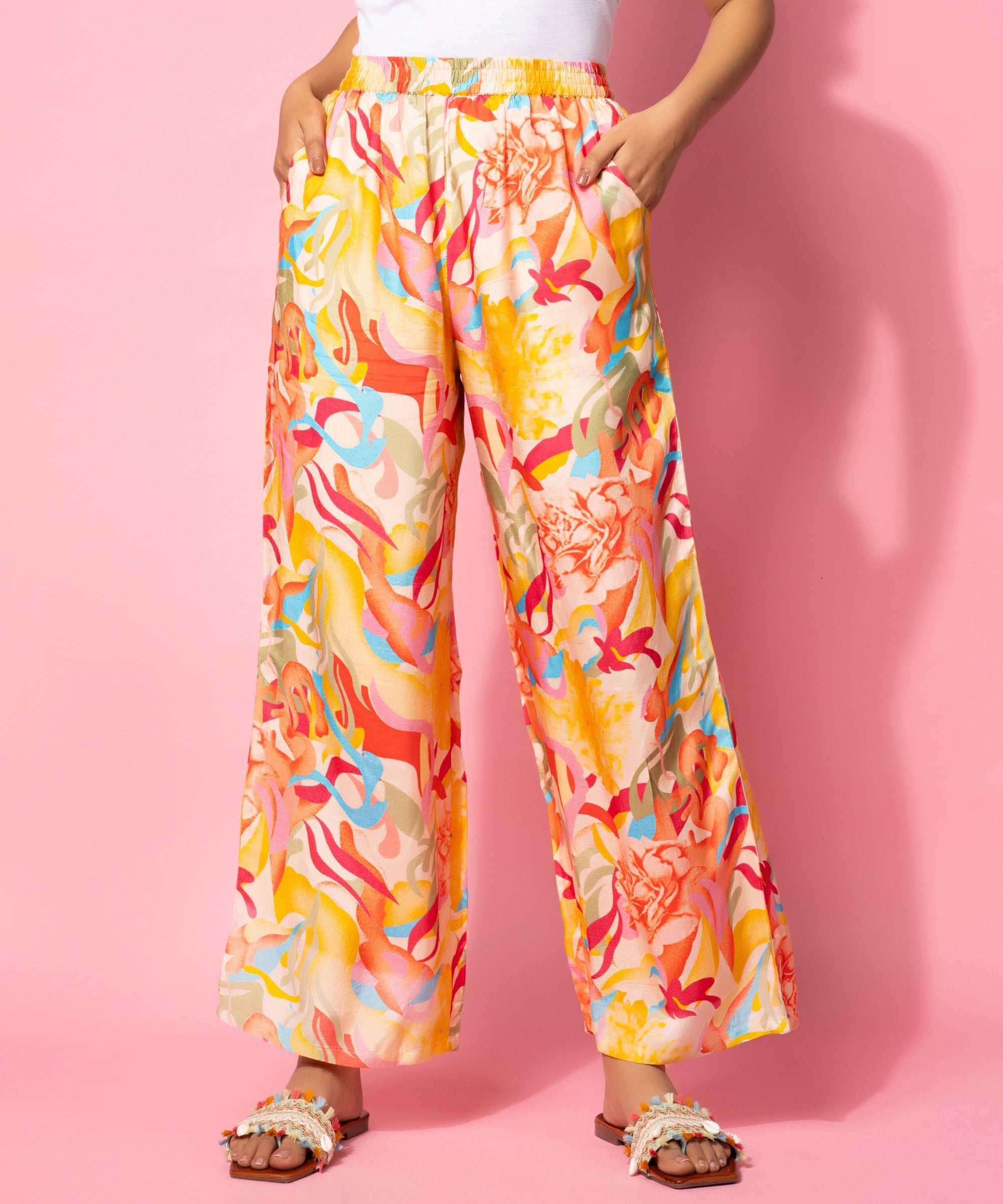 Multicoloured Printed Silk Blend Co-Ords