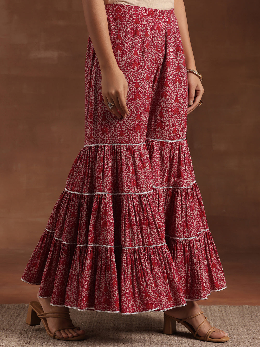 Pink Printed Cotton Straight Suit With Dupatta