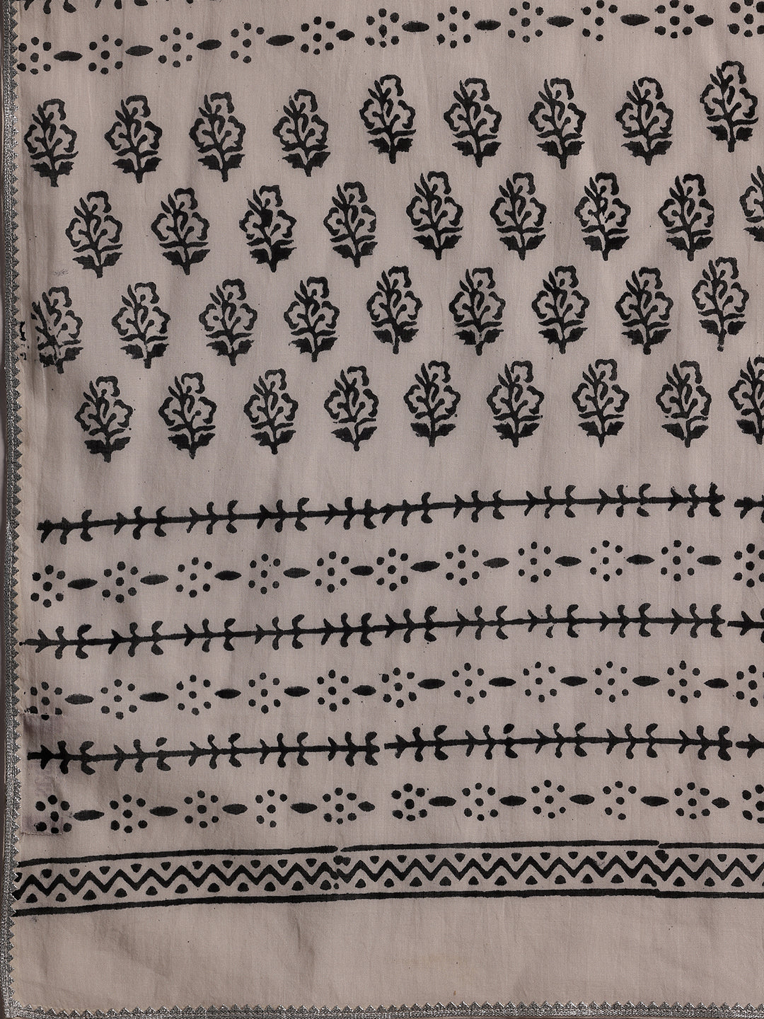 Monochrome Printed Cotton Straight Suit With Dupatta