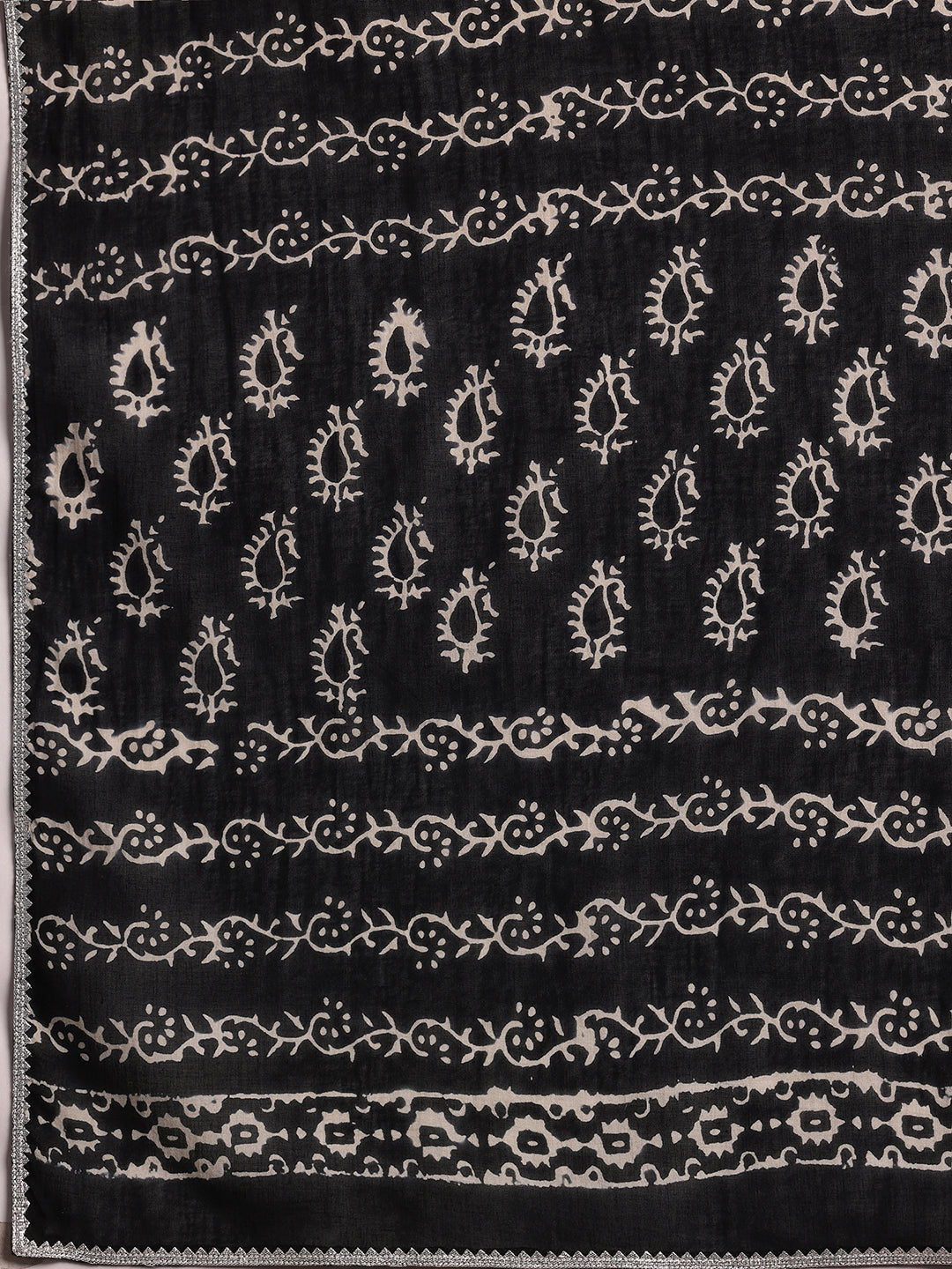 Monochrome Printed Cotton Straight Suit With Dupatta