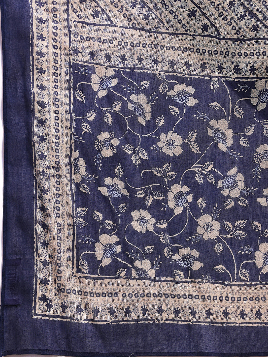 Blue Printed Cotton Straight Suit With Dupatta