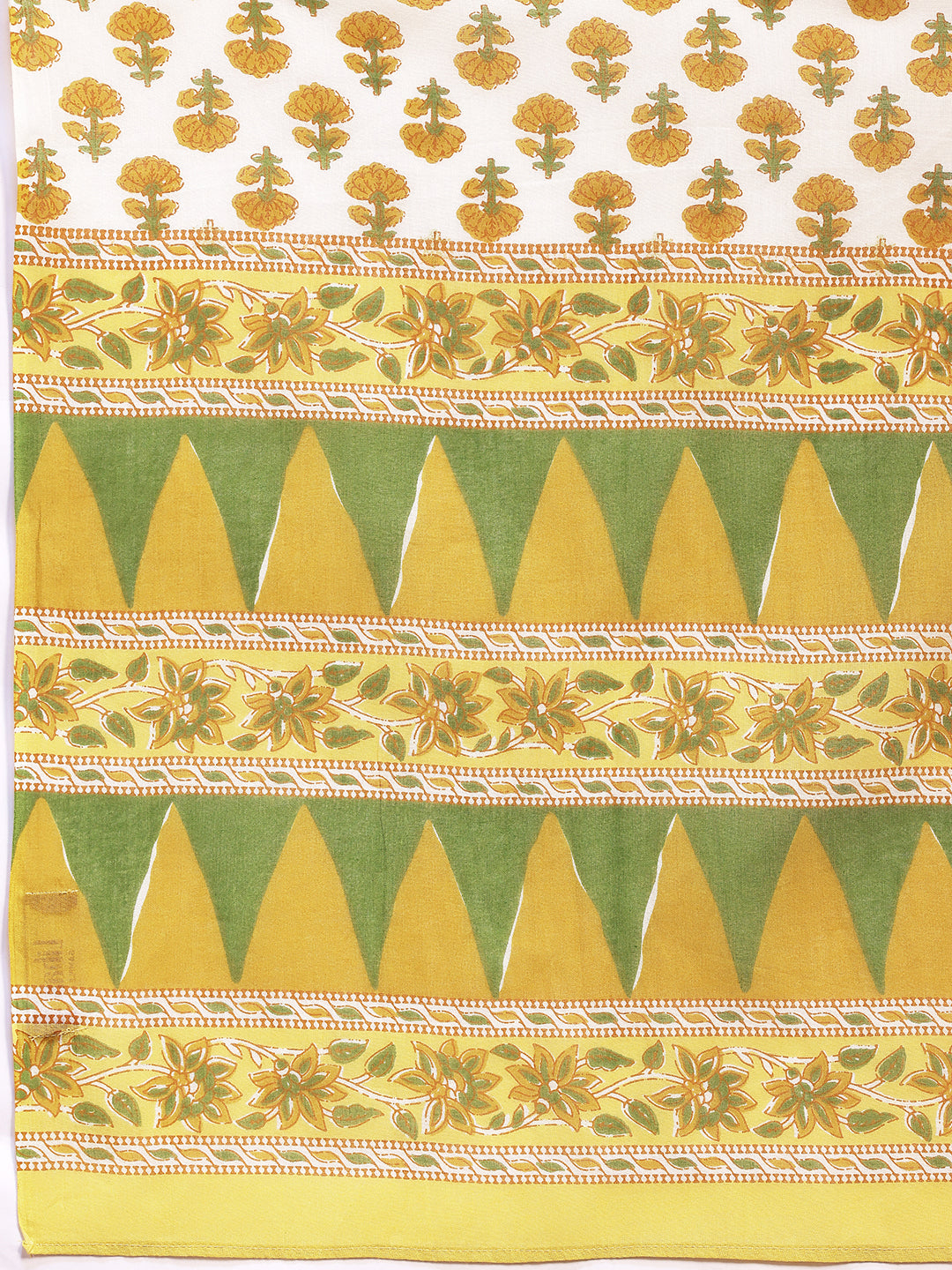 Yellow Printed Cotton Straight Suit With Dupatta