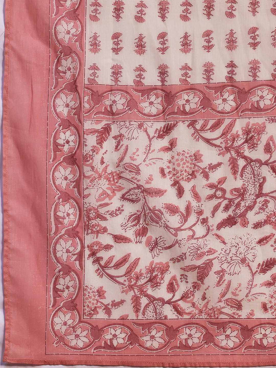 Pink Printed Cotton Straight Suit With Dupatta