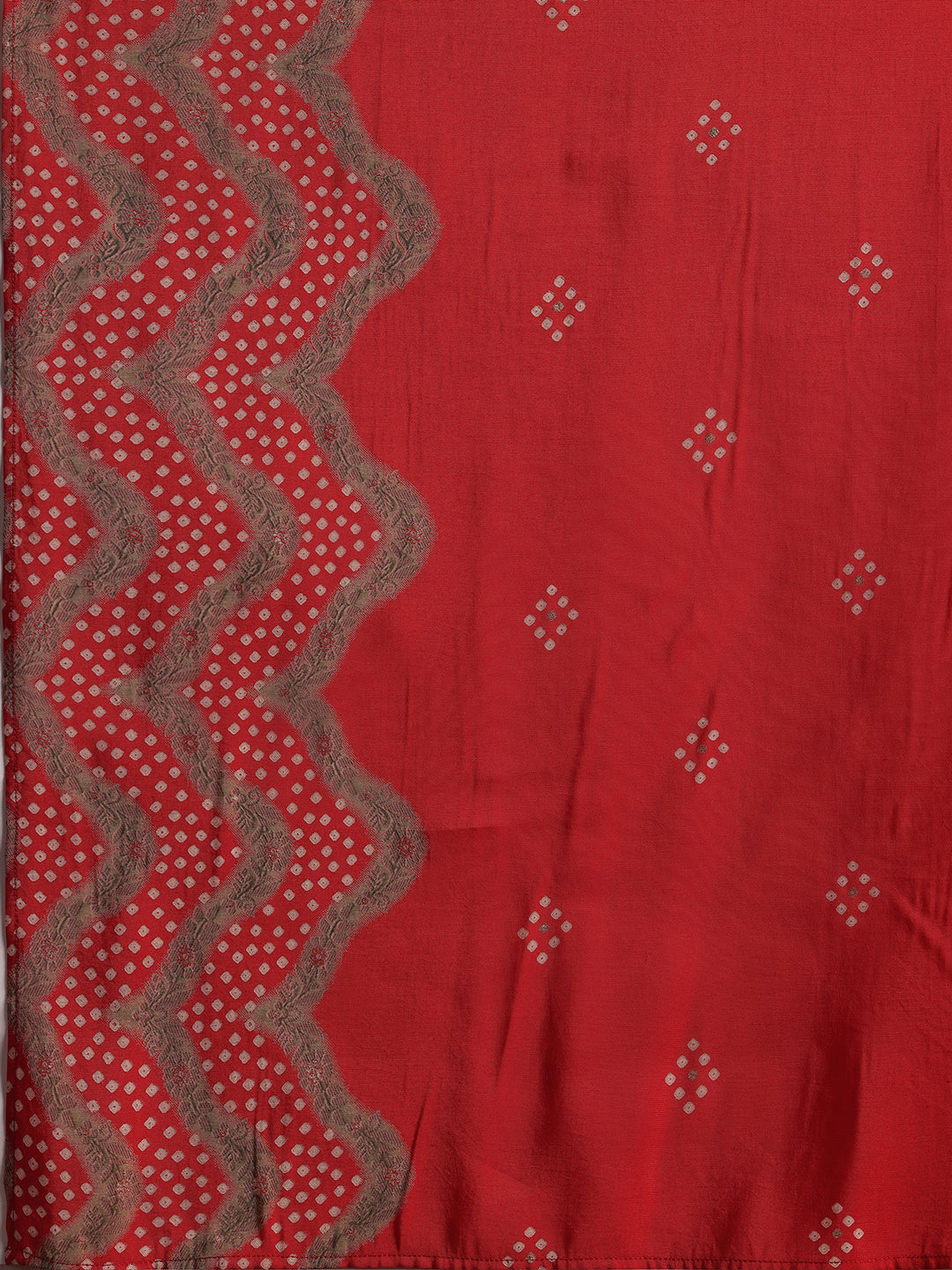 Red Printed Silk Blend Anarkali Suit With Dupatta