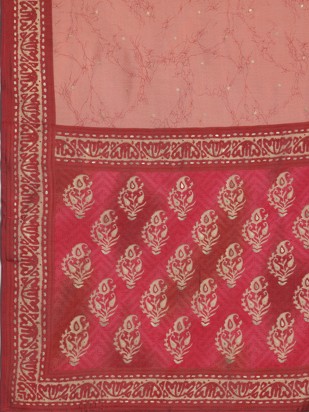 Pink Printed Silk Blend Straight Suit With Dupatta