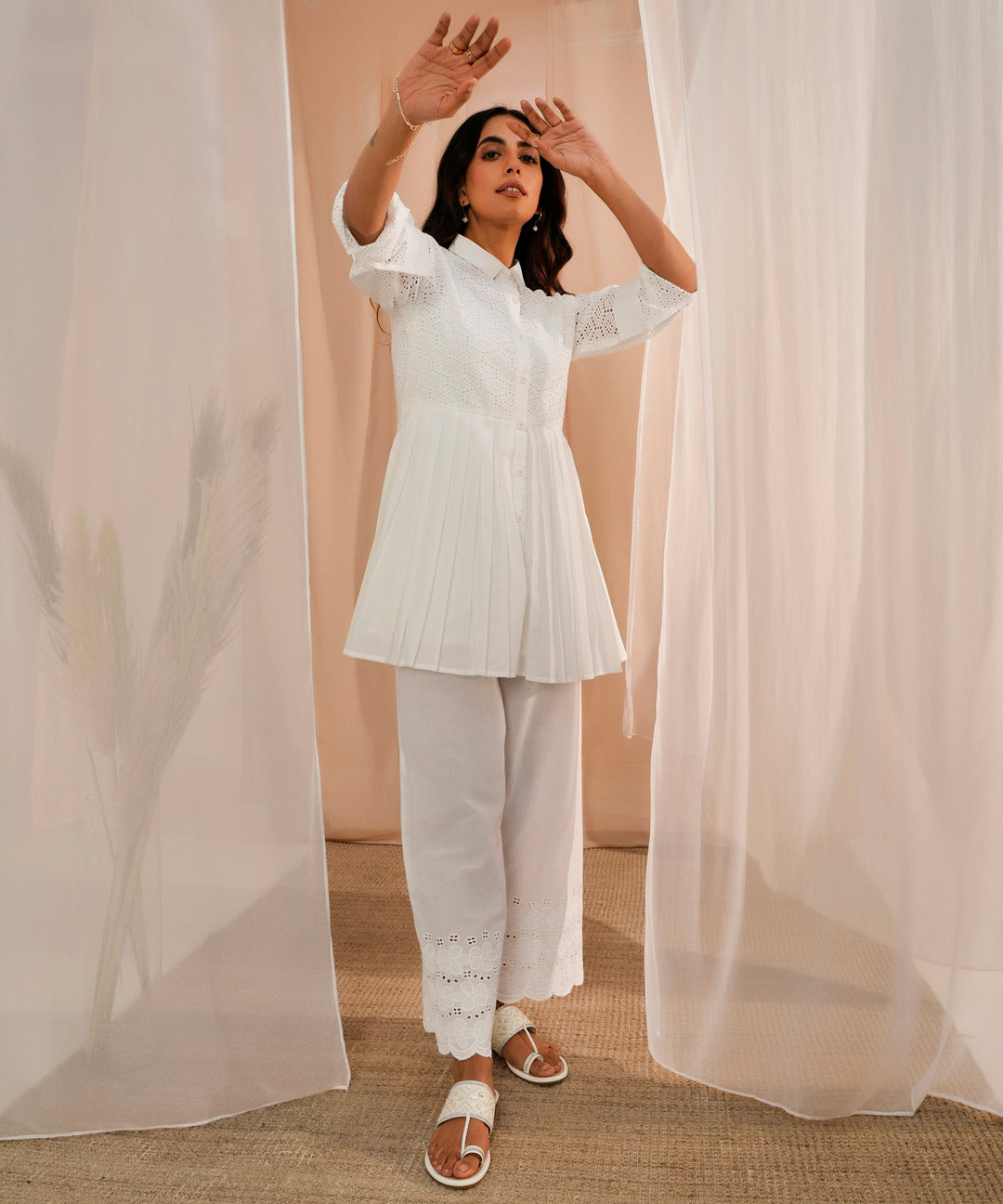 White  Cotton A-Line Kurti