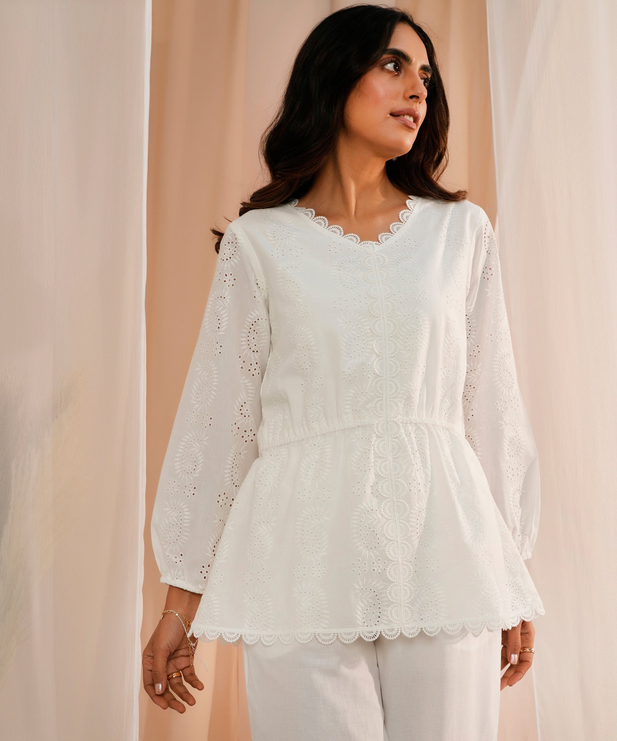 White  Cotton A-Line Kurti