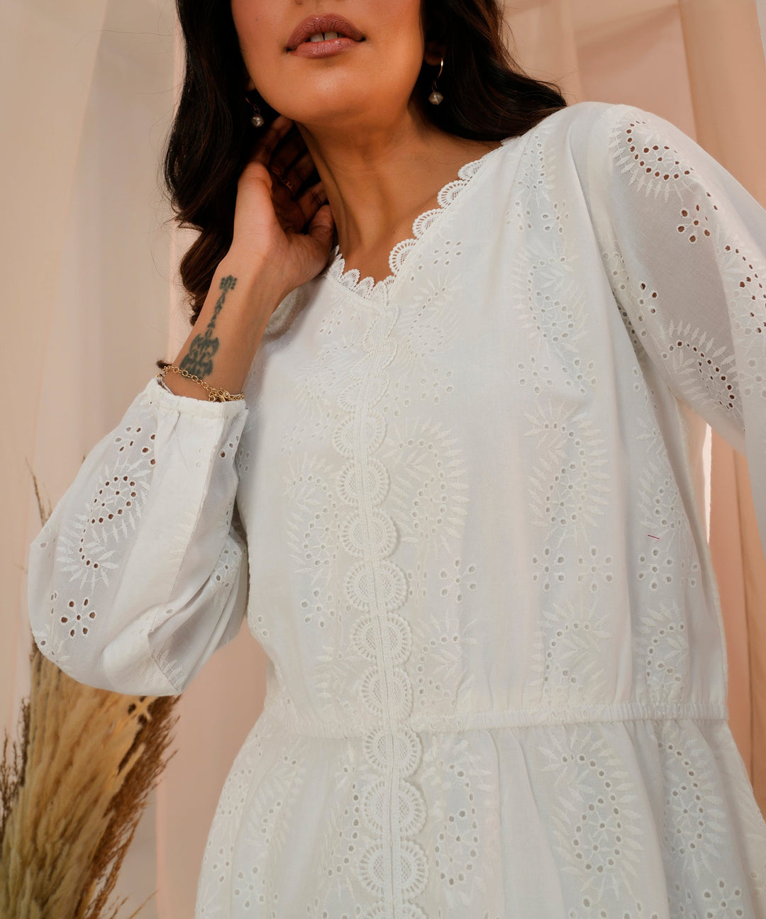 White  Cotton A-Line Kurti