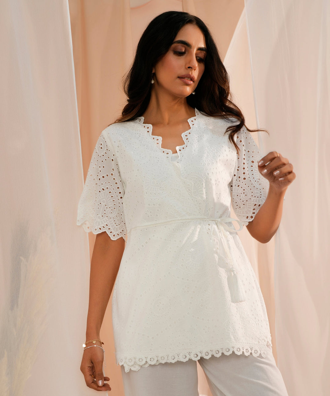 White  Cotton Straight Kurti